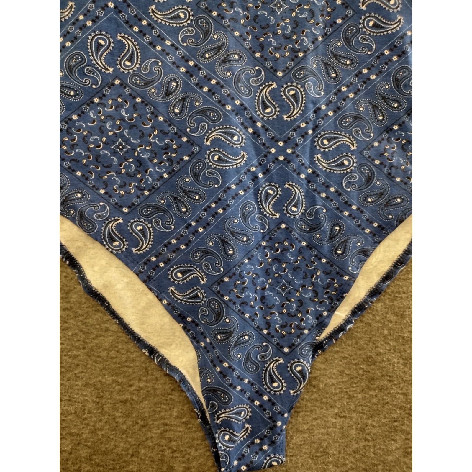Vintage IML Bodysuit Women XL Blue Paisley Bandana Sleeveless Cotton Blend One Piece Size XL / US 12-14 / IT 48-50 - 6 Thumbnail