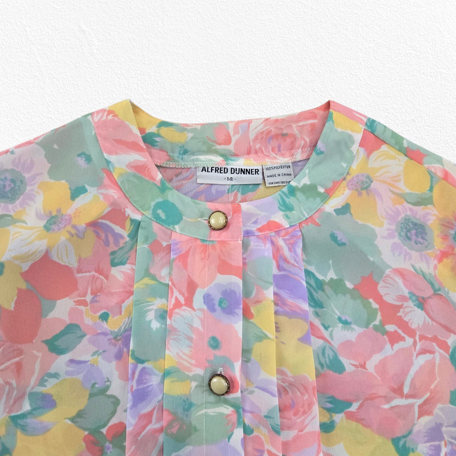 Vintage Vintage 90s Alfred Dunner Pastel Floral Blouse Size 14 Size XL / US 12-14 / IT 48-50 - 3 Thumbnail