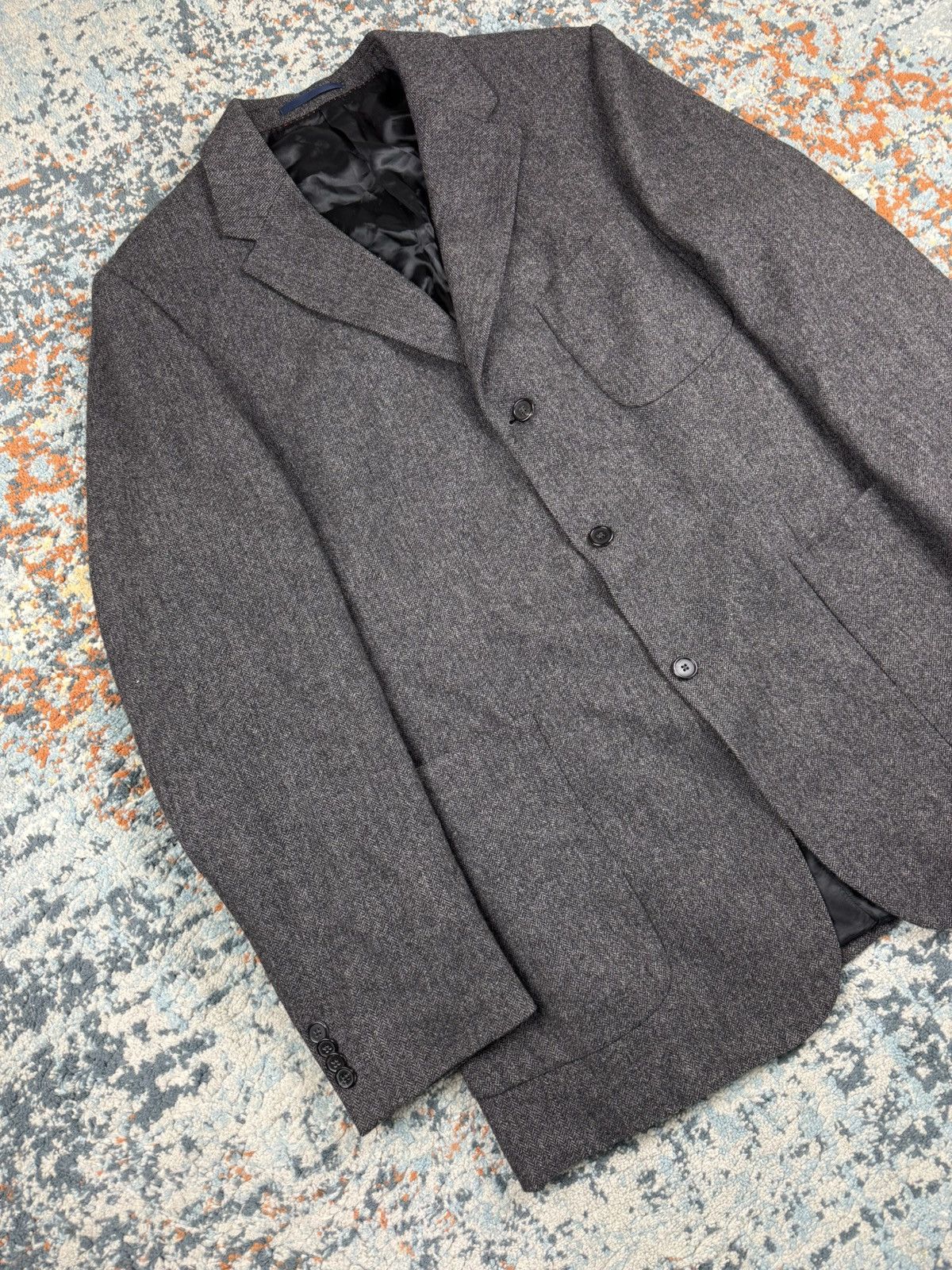 Burberry × Vintage Burberry charcoal wool cashmere blend long blazer old money Size 44R - 3 Thumbnail