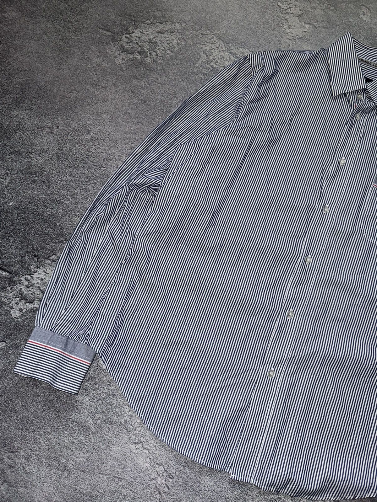 Armani × Vintage Armani Jeans XL striped shirt polo long sleeve button up Size US M / EU 48-50 / 2 - 6 Thumbnail