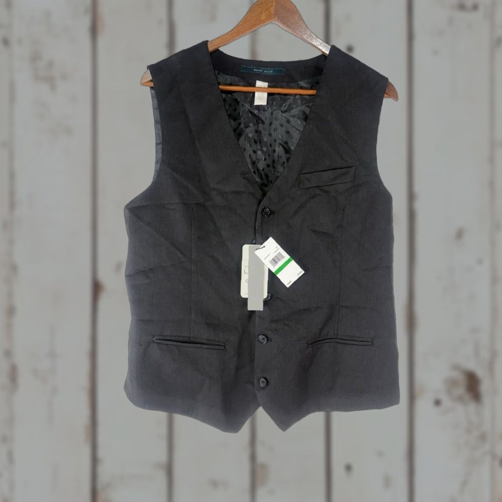 Perry Ellis Perry Ellis Travel Luxe Charcoal 5 Button Dress Vest Mens Size L New Size US L / EU 52-54 / 3 - 1 Thumbnail