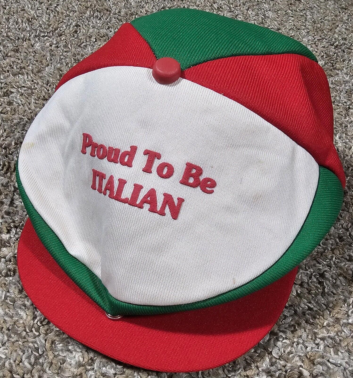 Designer Vtg Proud To Be Italian Pizza Button Hat SnapBack Red Green Size ONE SIZE - 1 Thumbnail