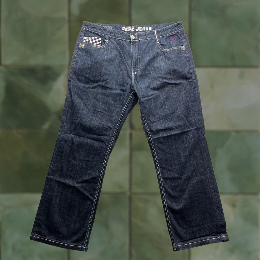 Pepe Jeans VTG Pepe Jeans Jeans Baggy Wide-Leg 42x33 5-Pocket Embroidered Denim Mens 90s Hip Hop Vintage Blue Size US 42 / EU 58 - 1 Thumbnail