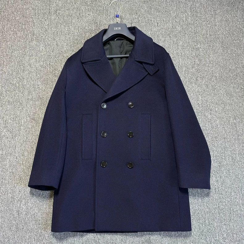 Dior Dior Navy blue cashmere overcoat Size US L / EU 52-54 / 3 - 1 Thumbnail