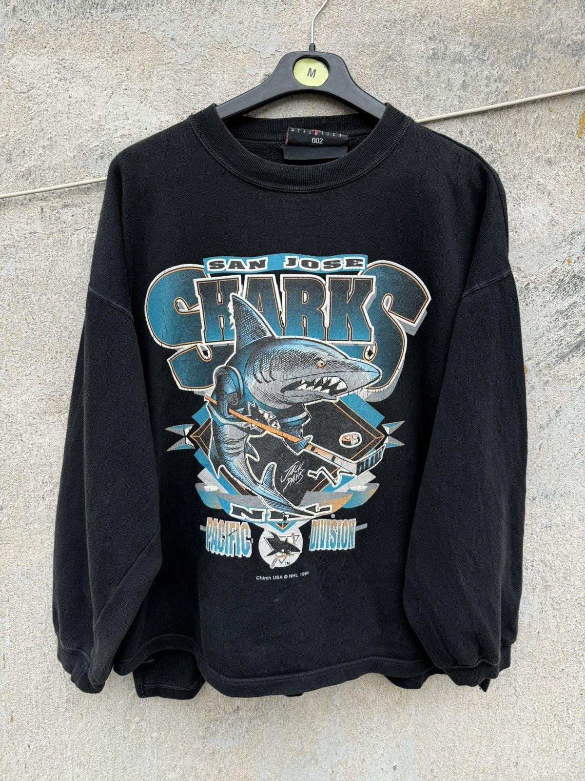 T-shirt Vintage San Jose Sharks NHL 1994 - Taille XL, Noir, Occasion, Licence Officielle