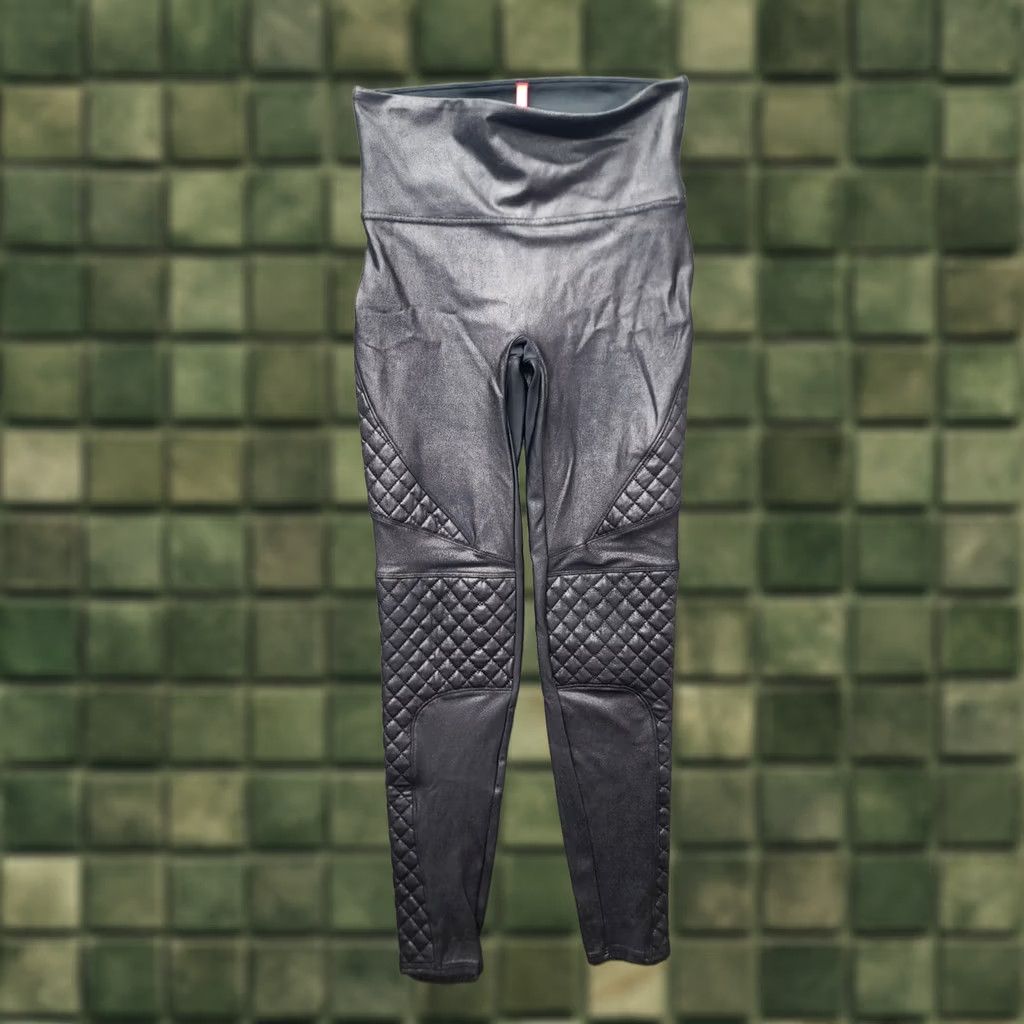 Spanx Spanx Moto Leggings Womens M Faux Leather Ankle High Rise Quilted Black Size M Slimming Shaping Activewear Size 32" / US 10 / IT 46 - 1 Thumbnail