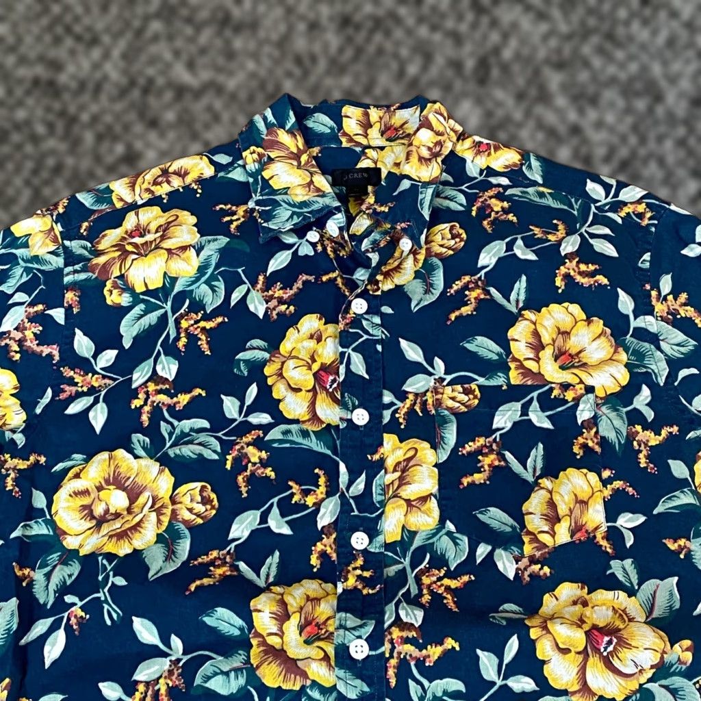 J.Crew J. Crew Shirt Mens Medium Short Sleeve Button-Down Floral Print Green Yellow Size US M / EU 48-50 / 2 - 1 Thumbnail