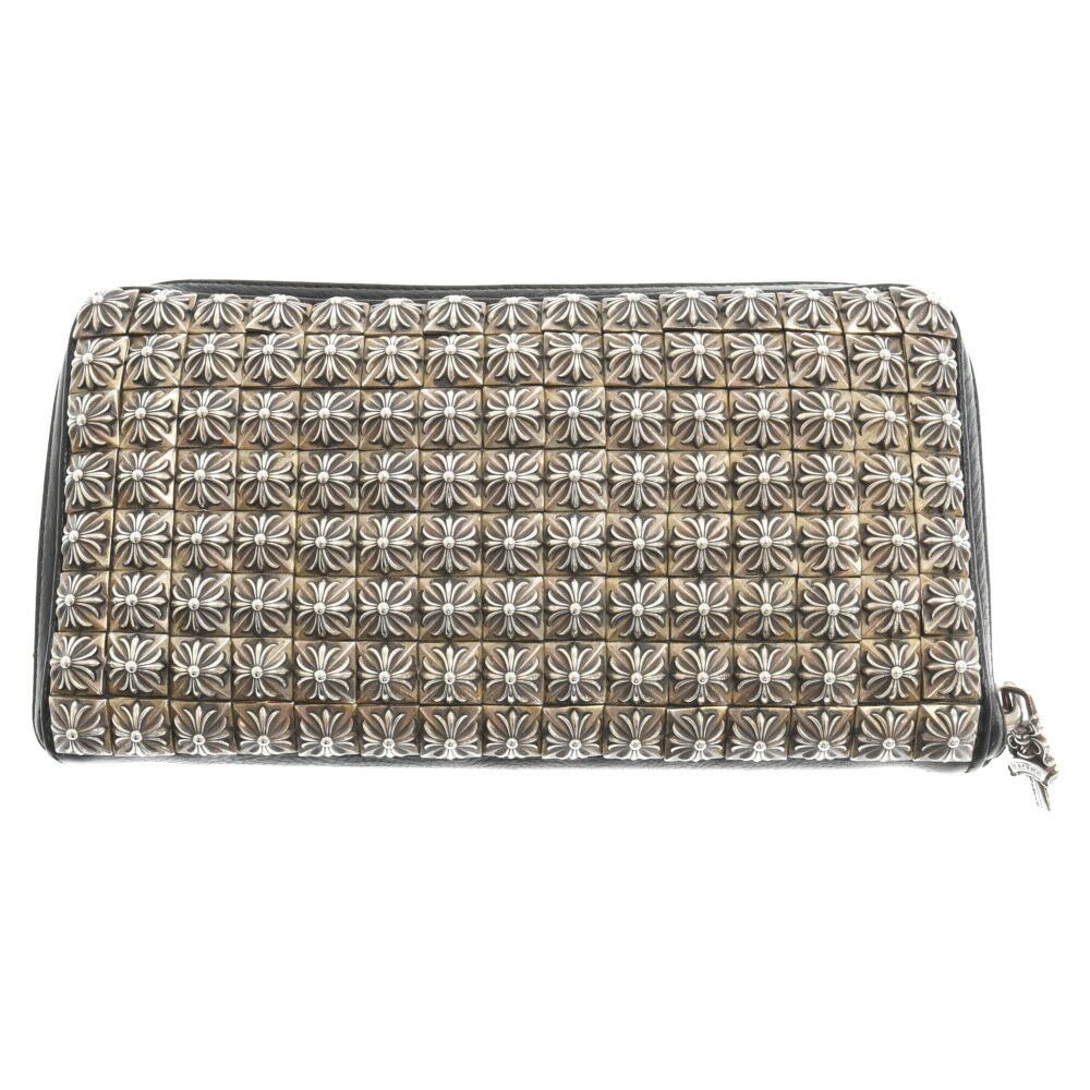 image of Chrome Hearts Rec Pyramid Stud Zip Wallet in Black, Men's