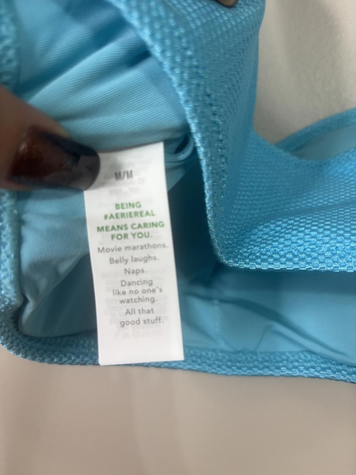 Designer Aerie One-Shoulder Swim Top - Aqua Blue - Size Med Size ONE SIZE - 4 Thumbnail