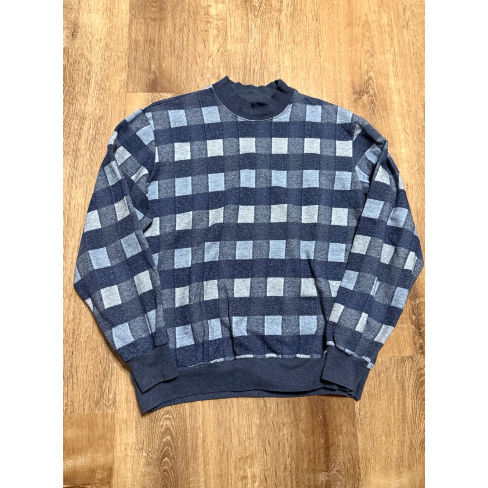 Vintage VINTAGE 80s Checkered Abstract Sweater Mens Small Boxy Blue Pullover Mens XS? Size US S / EU 44-46 / 1 - 2 Thumbnail