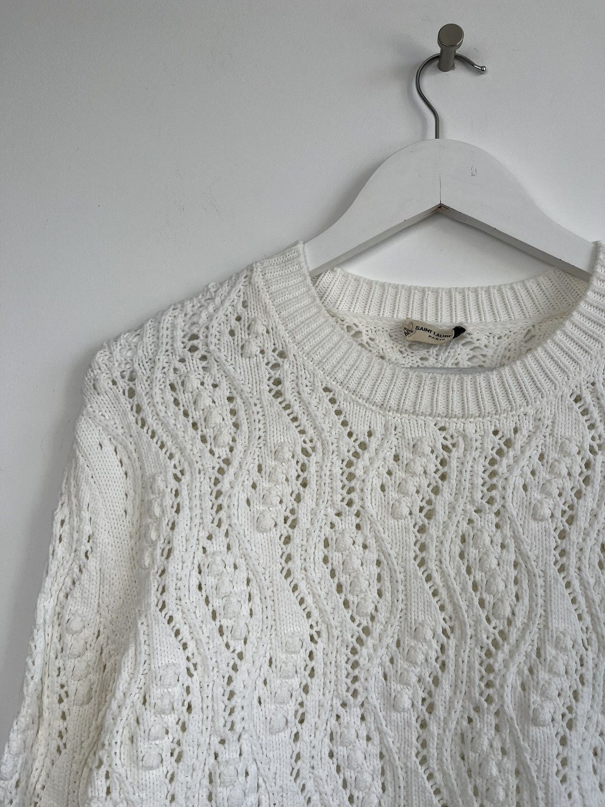 Saint Laurent Paris Saint Laurent Paris Heavy Knitwear Cream Sweater Size M / US 6-8 / IT 42-44 - 3 Thumbnail