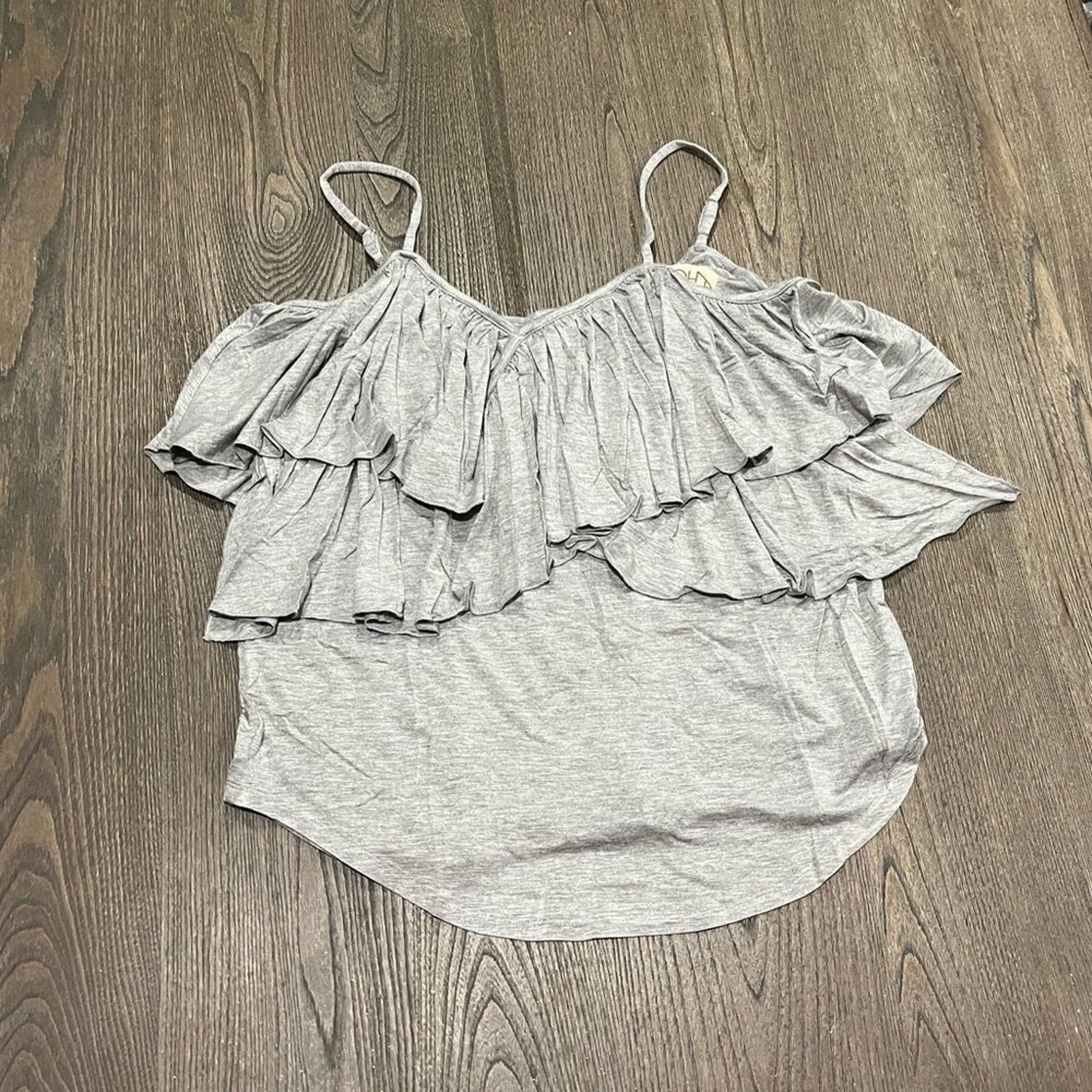Vintage NWT Chaser Light Gray Ruffled Spaghetti Strap Tank Top Sz M Size M / US 6-8 / IT 42-44 - 1 Thumbnail