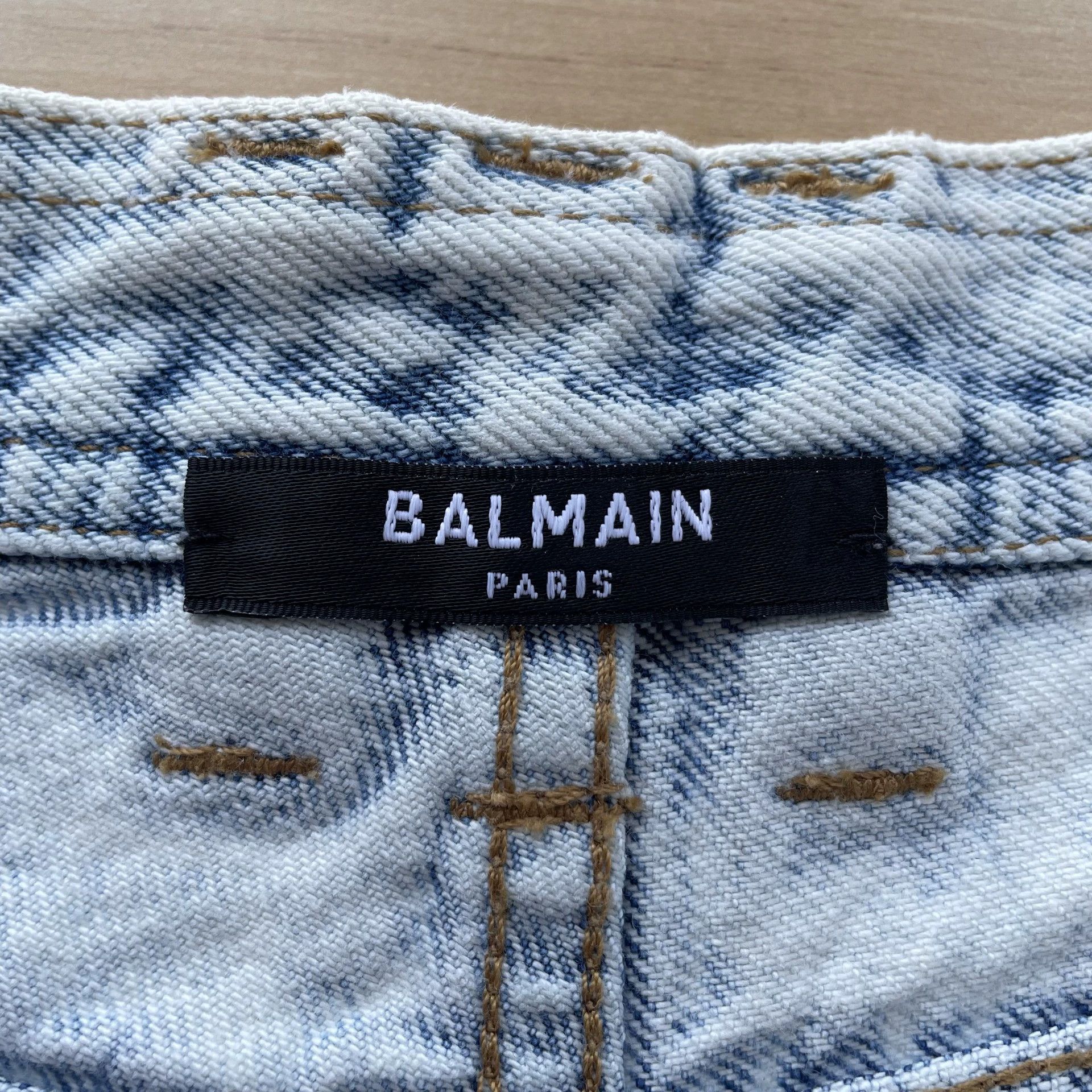 Balmain BALMAIN Women's HW Layered Blue/White Denim Short 34 Size 24" / US 00 / IT 34 - 5 Thumbnail