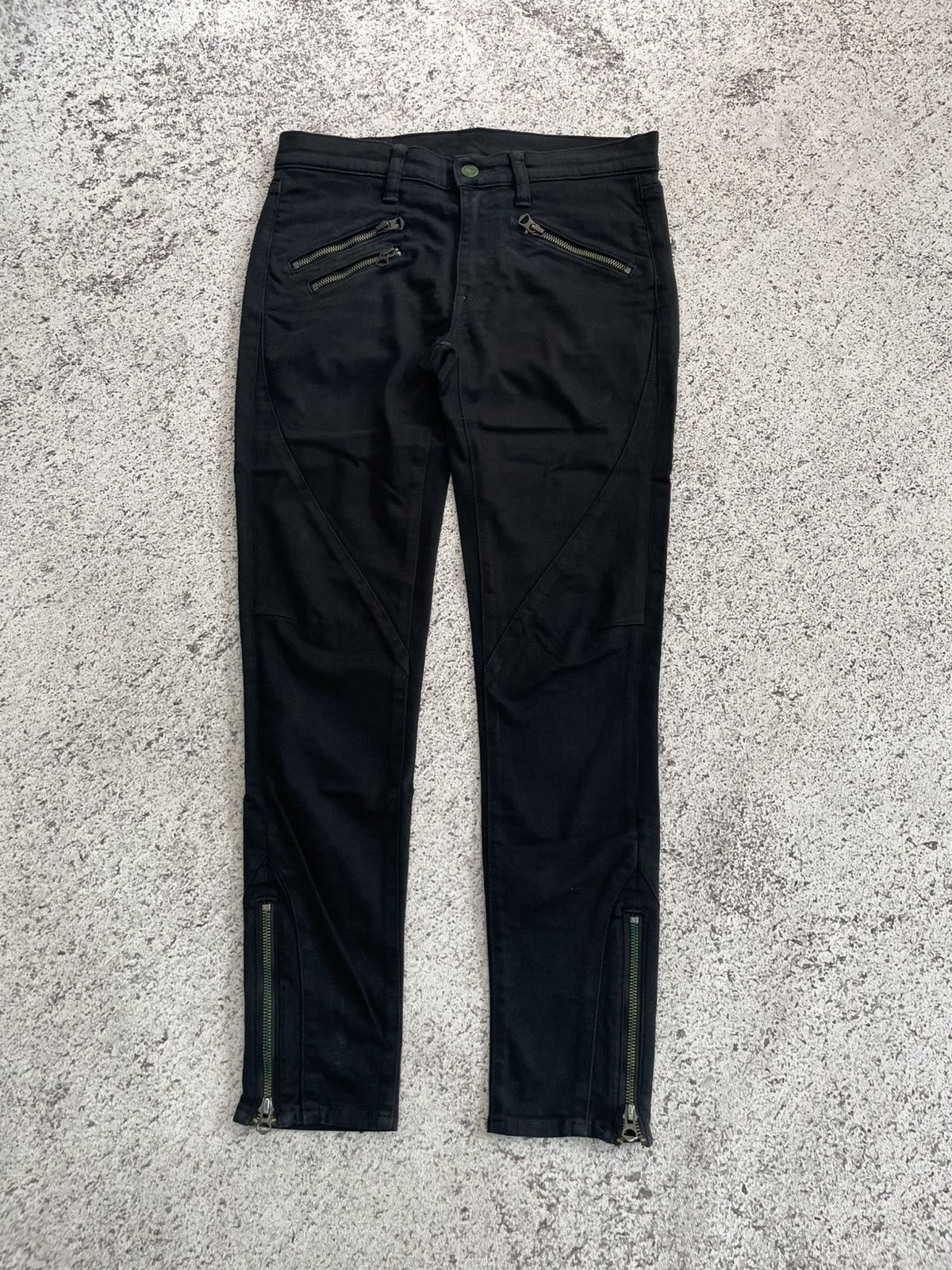 Ralph Lauren Ralph Lauren Black Skinny Jeans Tompkins Multi Zipper Punk Size US 27 - 1 Thumbnail