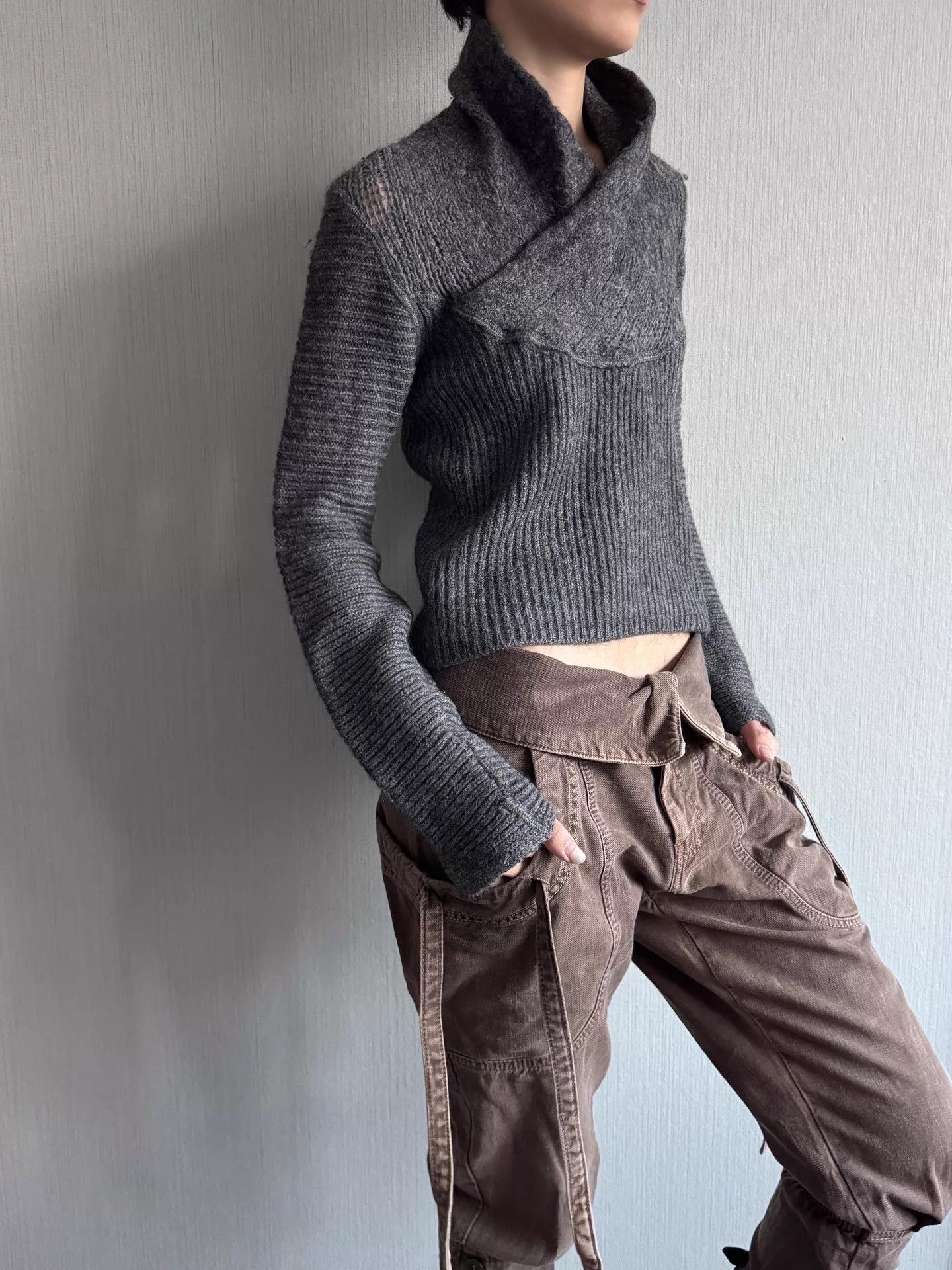 Armani Armani Jeans Vintage Wool Stand Collar WC LS ShortSweater S Size S / US 4 / IT 40 - 8 Thumbnail