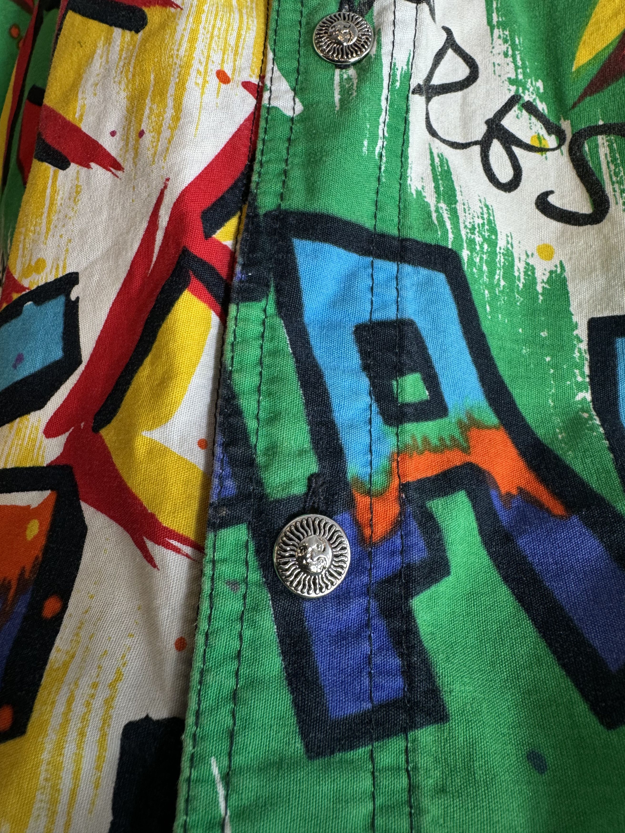 Versace 90/00s Versace Graffiti Button Up Shirt Size M Size US M / EU 48-50 / 2 - 4 Thumbnail