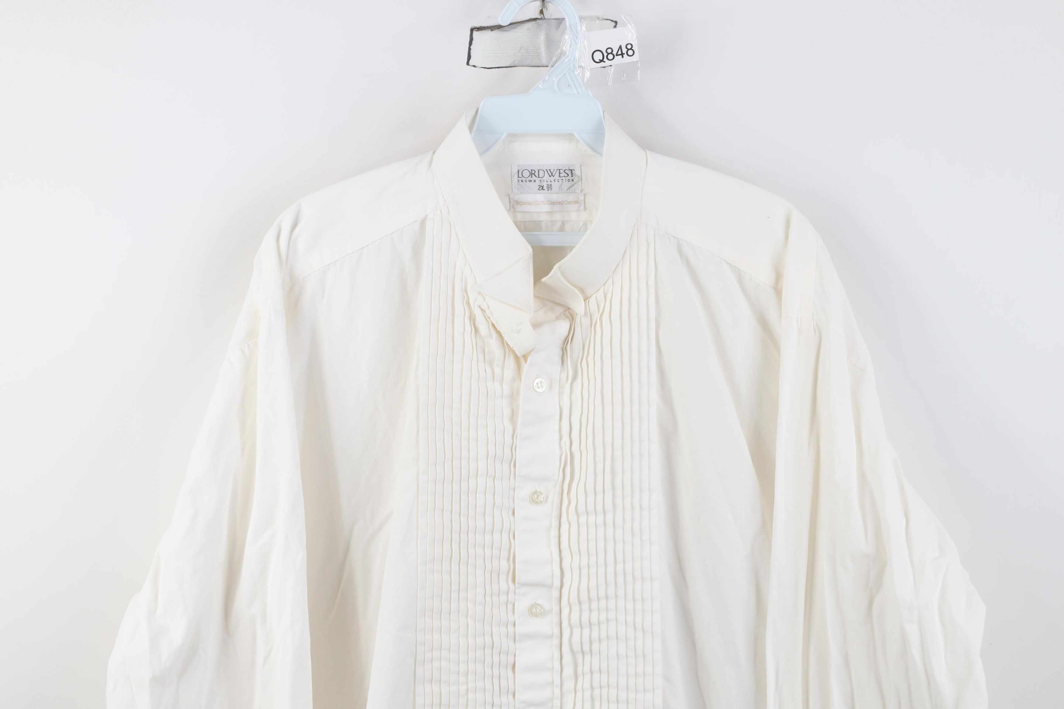 Vintage Vintage 90s Ruffled Prom Wedding Button Shirt White Cotton Size US XXL / EU 58 / 5 - 2 Thumbnail