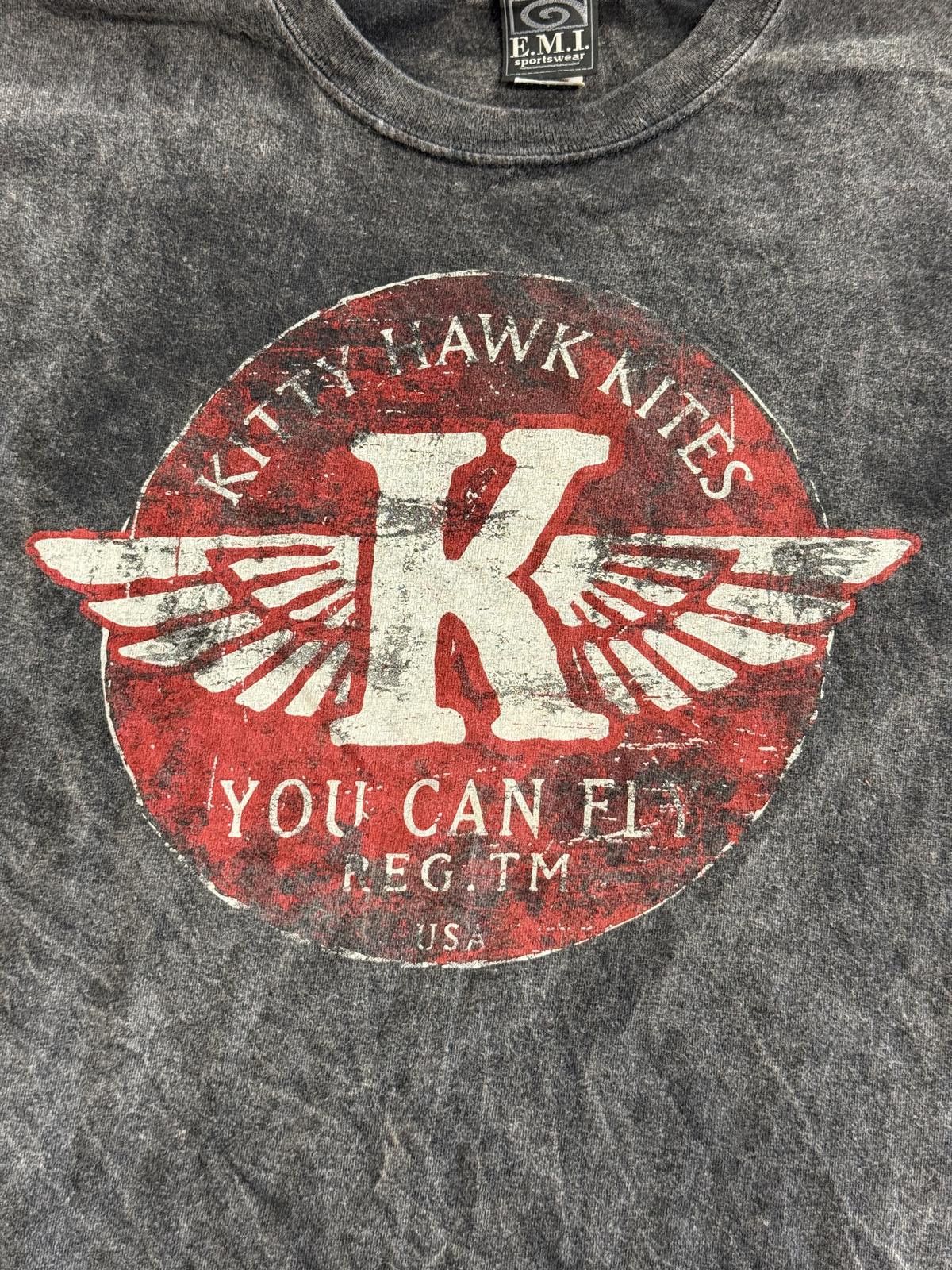 Designer Faded Kitty Hawk Kites T-shirt You Can Fly Stone Washed - L Size US L / EU 52-54 / 3 - 4 Thumbnail