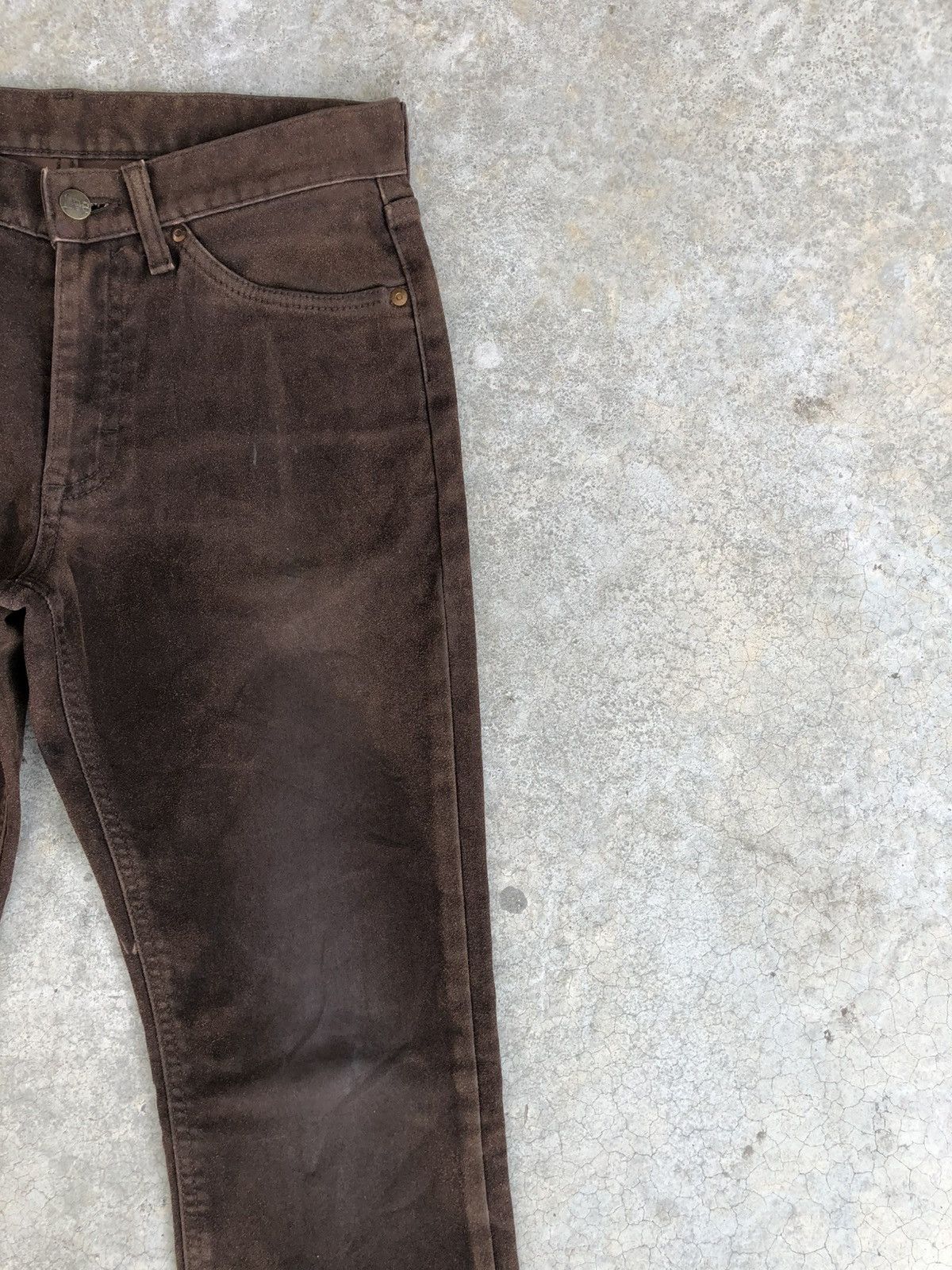 If Six Was Nine Vintage Lee Flared Jeans Distressed Leather Cowhide Size US 29 - 5 Thumbnail