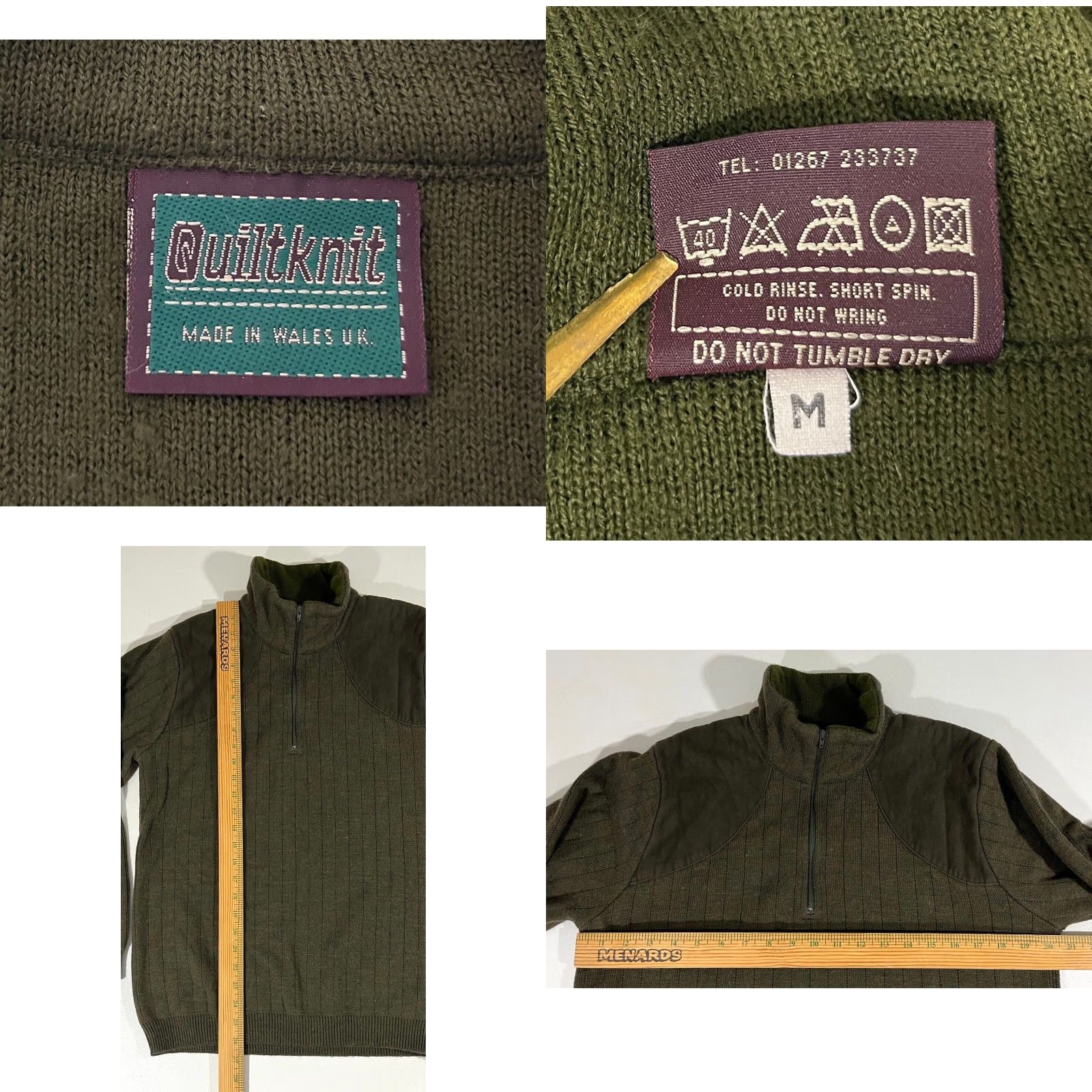 Vintage Quiltknit Men's Sweater 1/4 Zip Wool Hunting Mock Neck Forest Green M Size US M / EU 48-50 / 2 - 9 Thumbnail
