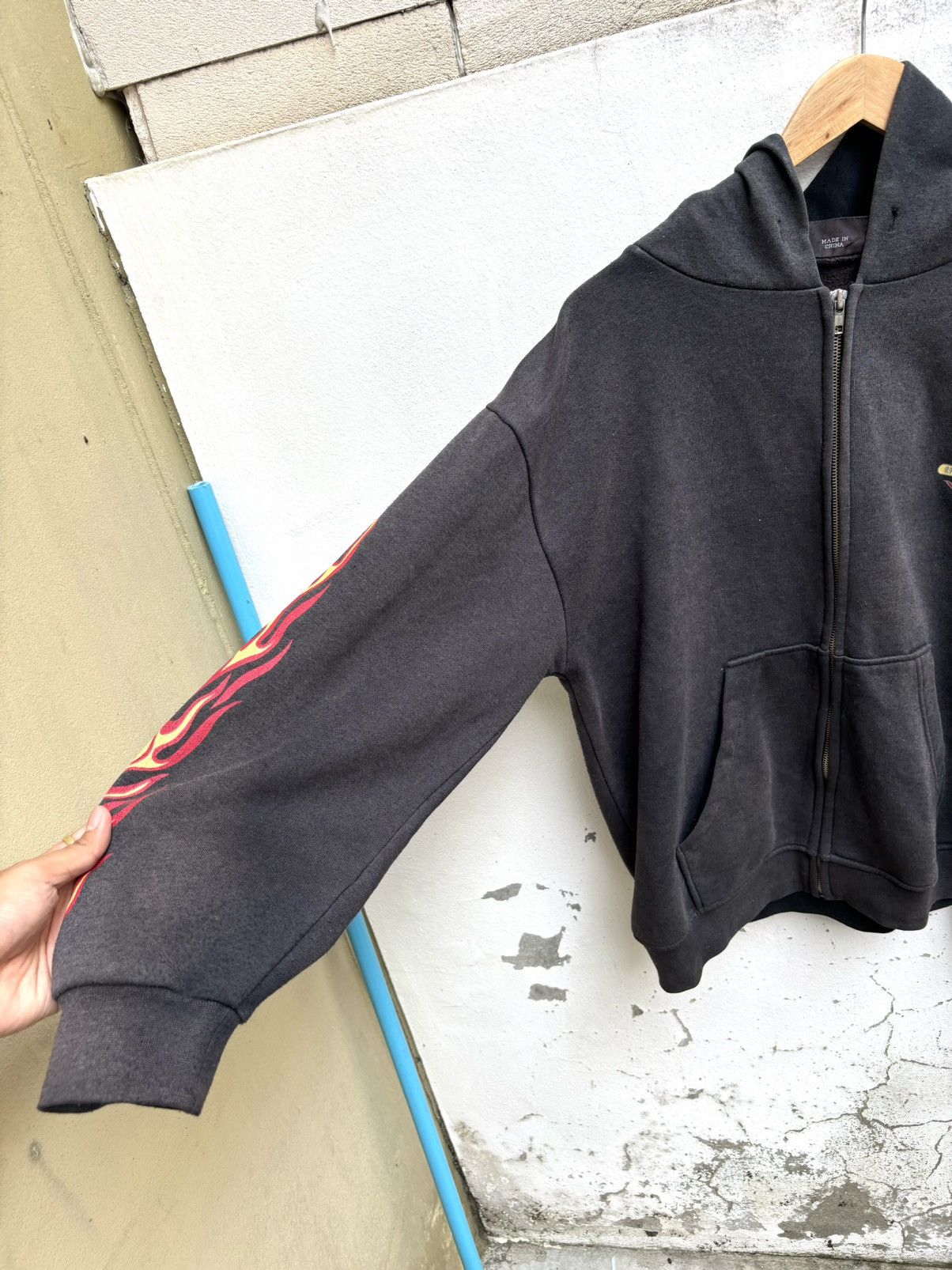 Harley Davidson × West Coast Choppers Sun Faded Hall Of Fame Flame Fire Zip Up Hoodie Size US L / EU 52-54 / 3 - 9 Thumbnail