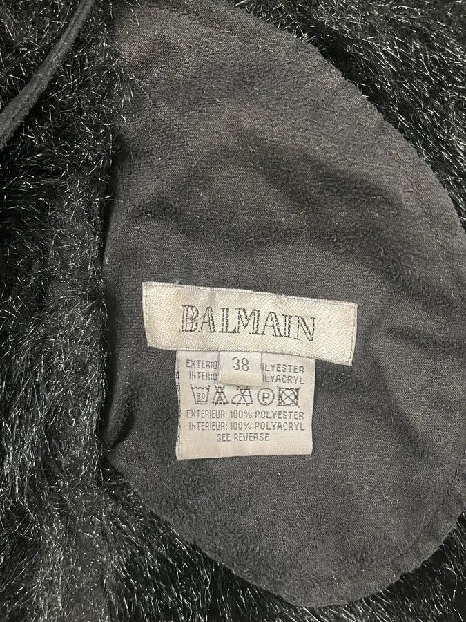 Balmain 1990s Balmain Black Faux Fur Shearling Effect Jacket Size XS / US 0-2 / IT 36-38 - 9 Thumbnail