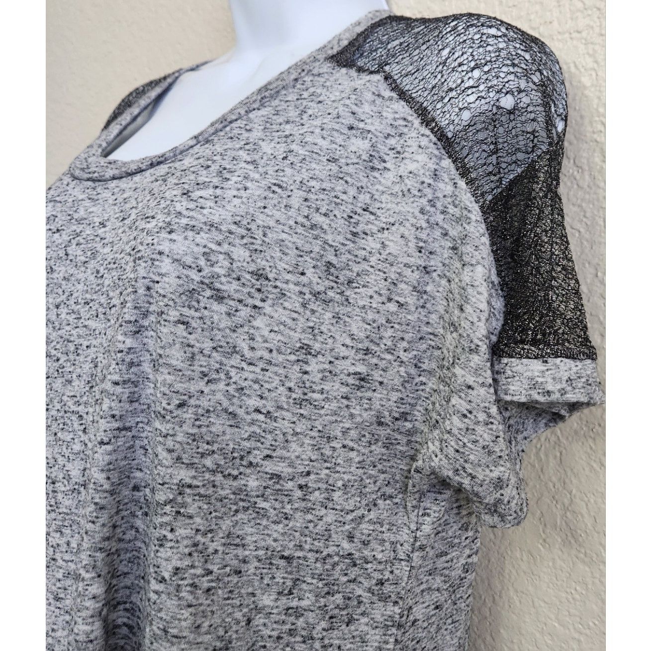 Other A.N.A Gray Marled Silver Metallic Lace Netting Top Large Size L / US 10 / IT 46 - 2 Thumbnail