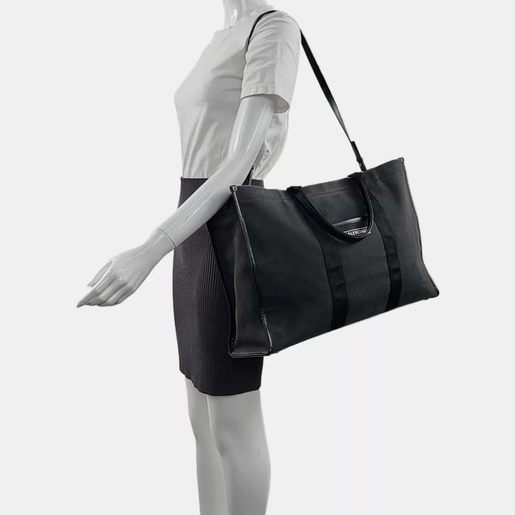 Balenciaga Balenciaga XL Canvas & Leather Logo Tote Black Size ONE SIZE - 7 Thumbnail