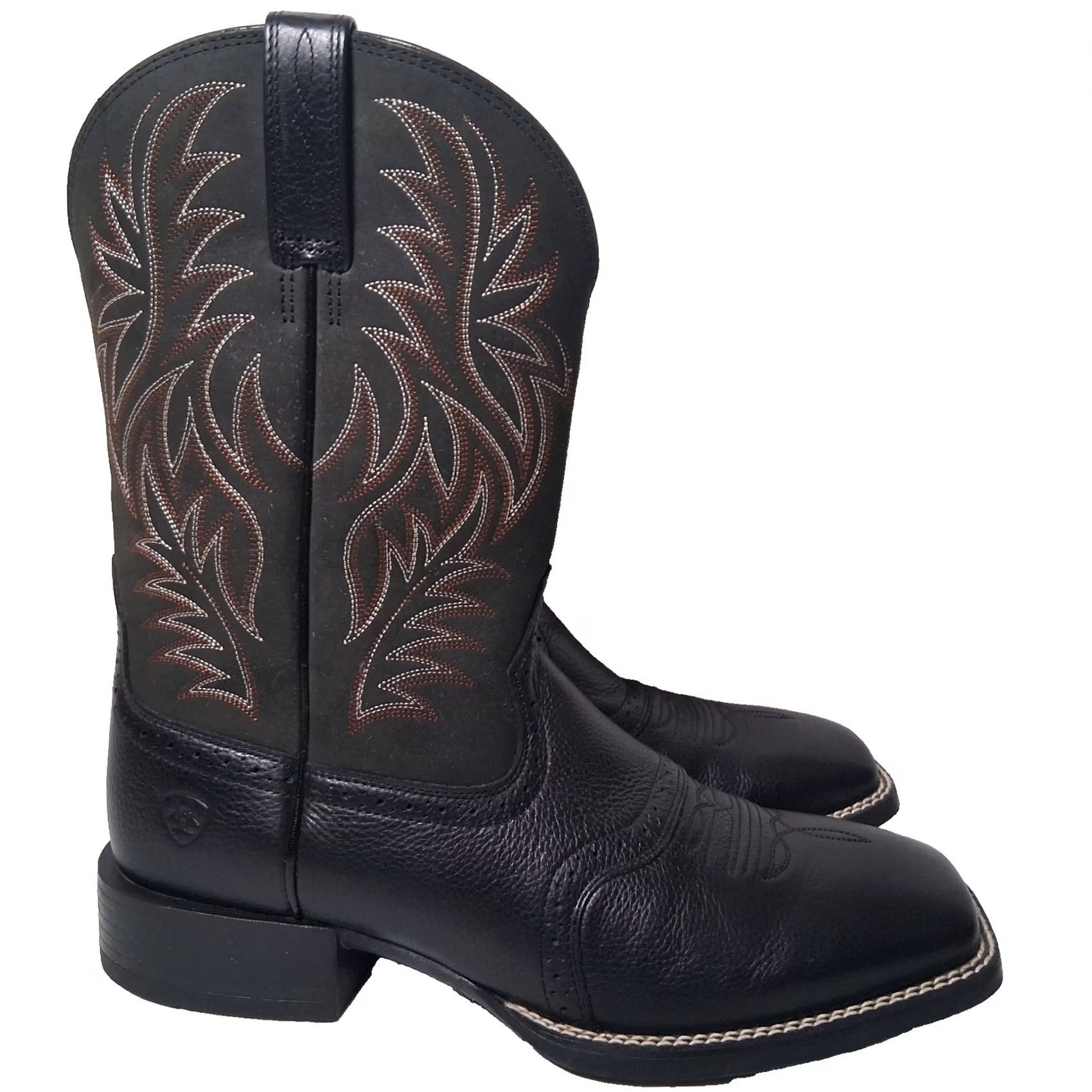 Ariat Ariat Sport Western Boots Men 11 1/2 D Black Cowboy Boots Square Toe Pull On Leather Rugged Ranchwear Rodeo Casual Workwear Mens Size US 12 / EU 45 - 2 Thumbnail