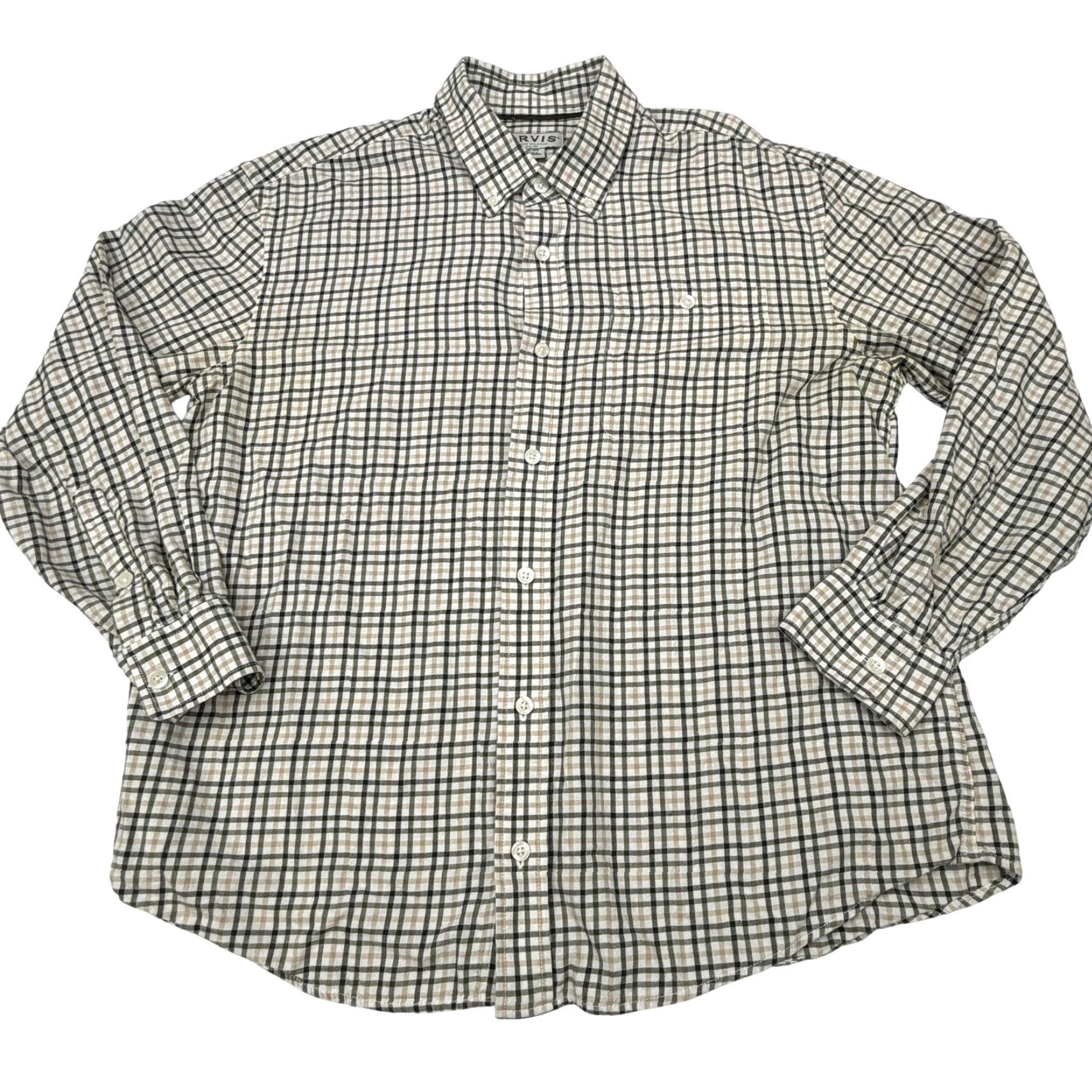 Orvis Orvis Shirt Mens XL Beige Green Plaid Button Down Long Sleeve Classic Fit Casual Size US XL / EU 56 / 4 - 2 Thumbnail