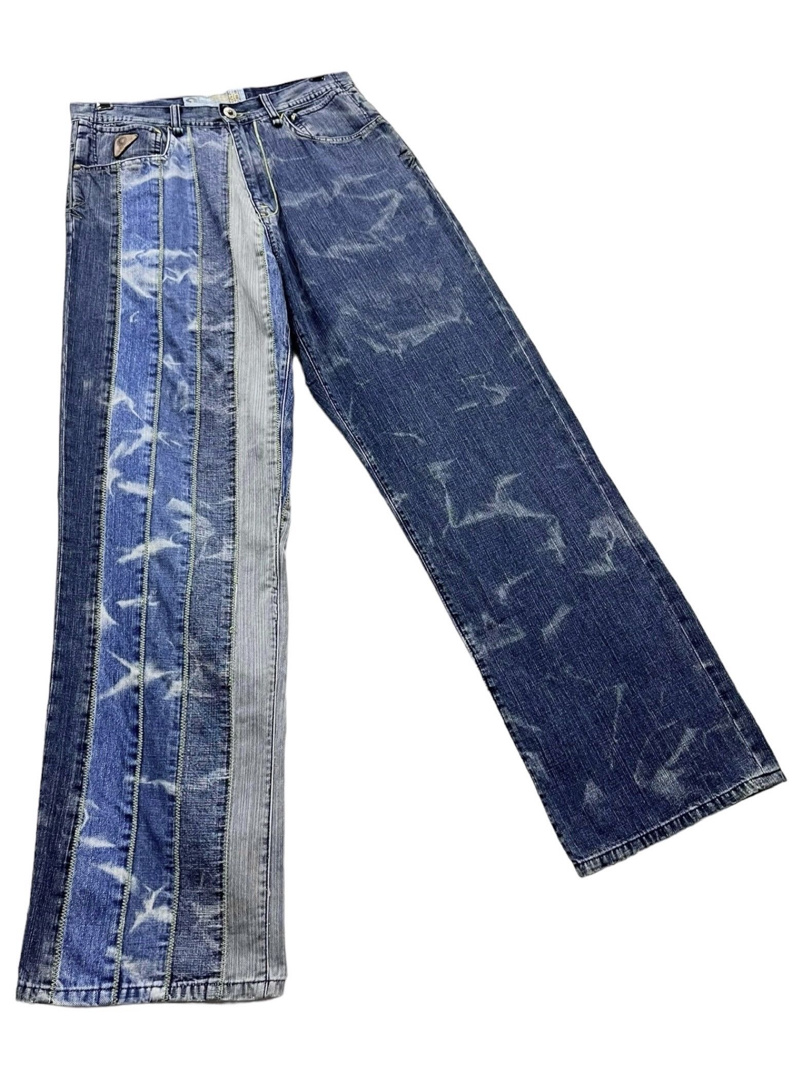 Akademiks 💥Vtg AKADEMIKS Hybrid Spliced Acid Wash Denim Baggy Pants Size US 30 / EU 46 - 6 Thumbnail