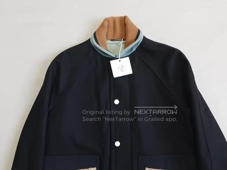 Hermes Hermes Navy Blue 87% Wool + 10% Cashmere Loose Fit Jacket Size US S / EU 44-46 / 1 - 3 Thumbnail