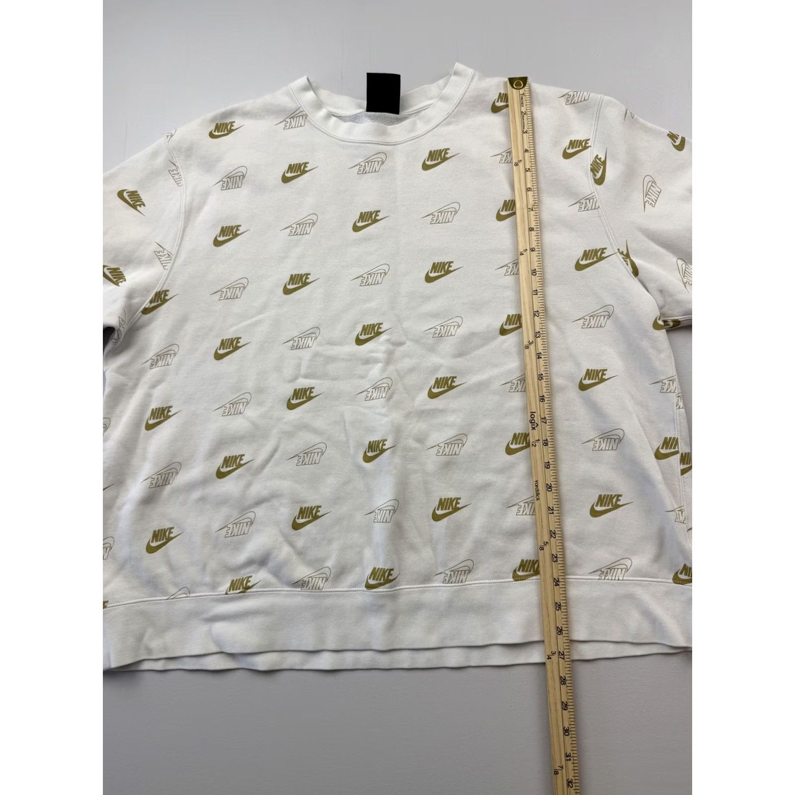Nike Nike Mens 2XL White Fleece Crewneck Pullover Allover Logo Graphic Sweatshirt Size US XXL / EU 58 / 5 - 4 Thumbnail