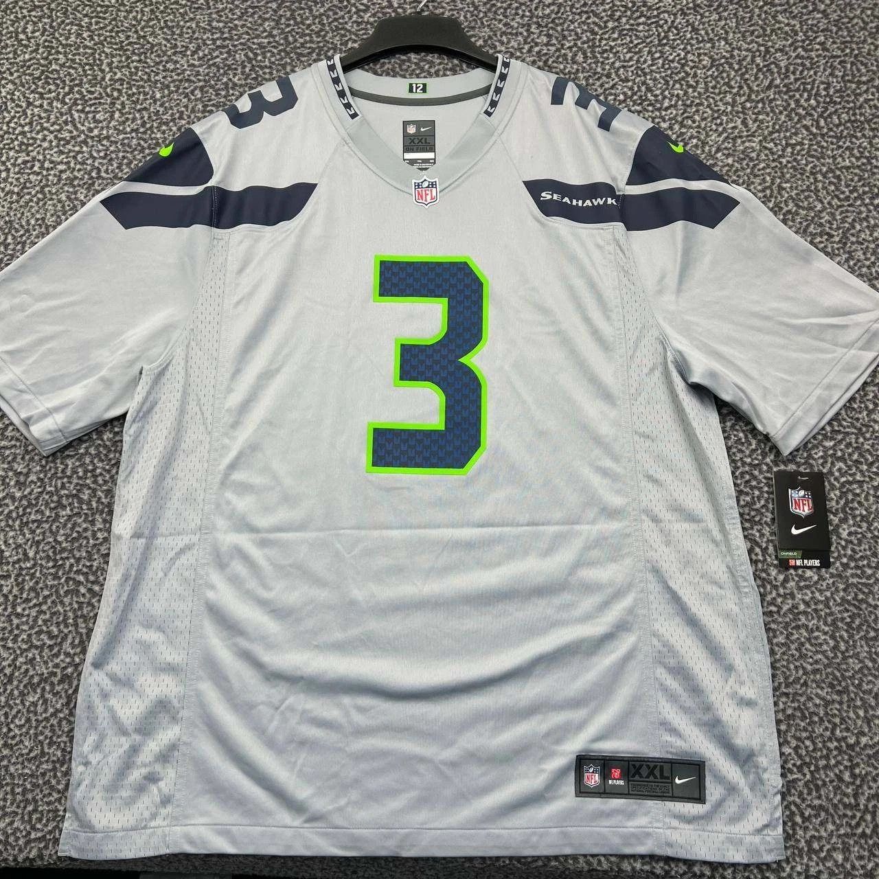 Nike Jersey Men Gray Seattle Seahawks Wilson #3 NFL New 2XL