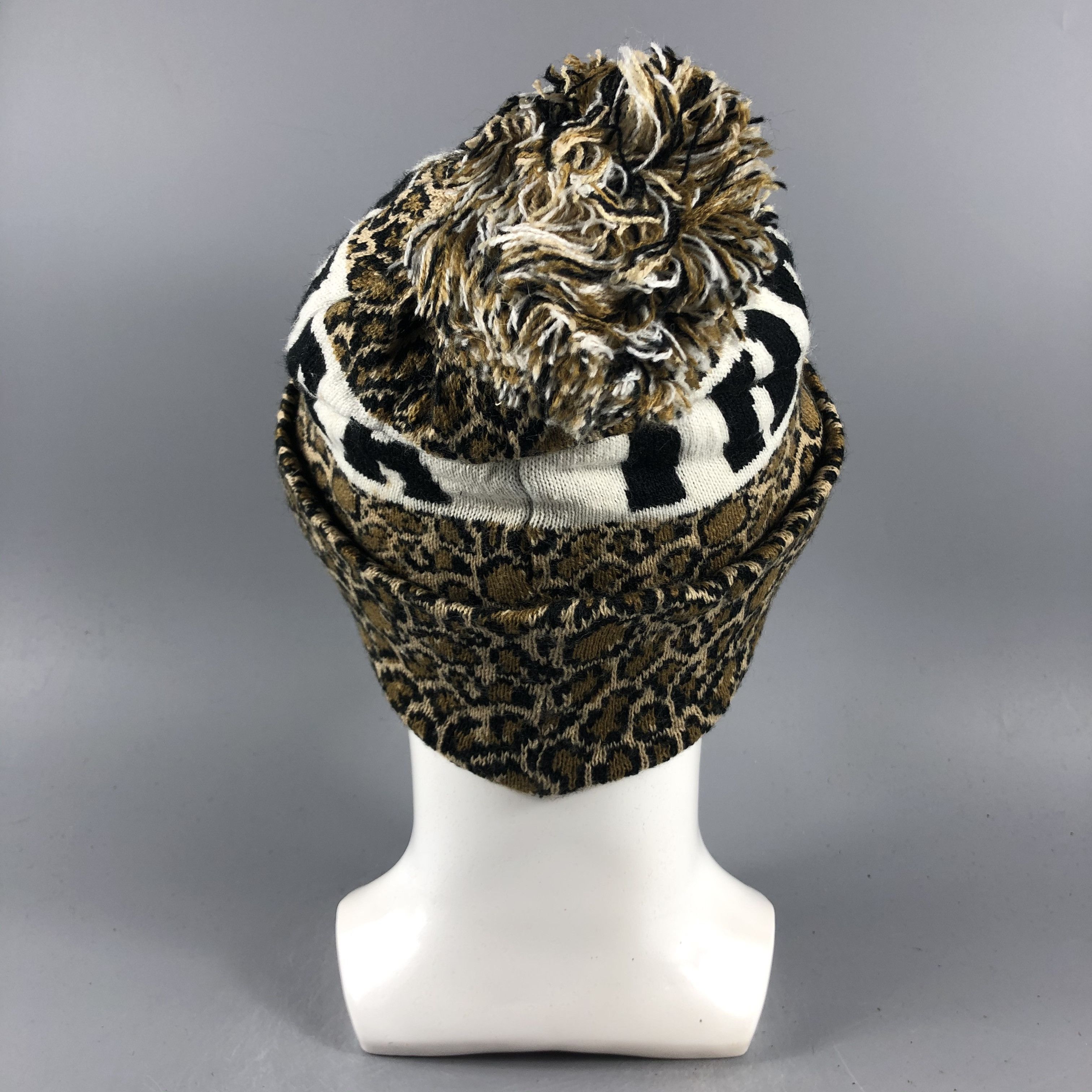 Vintage Leopard Beanie Snow Hat Snow Cap -D091 Size ONE SIZE - 2 Thumbnail