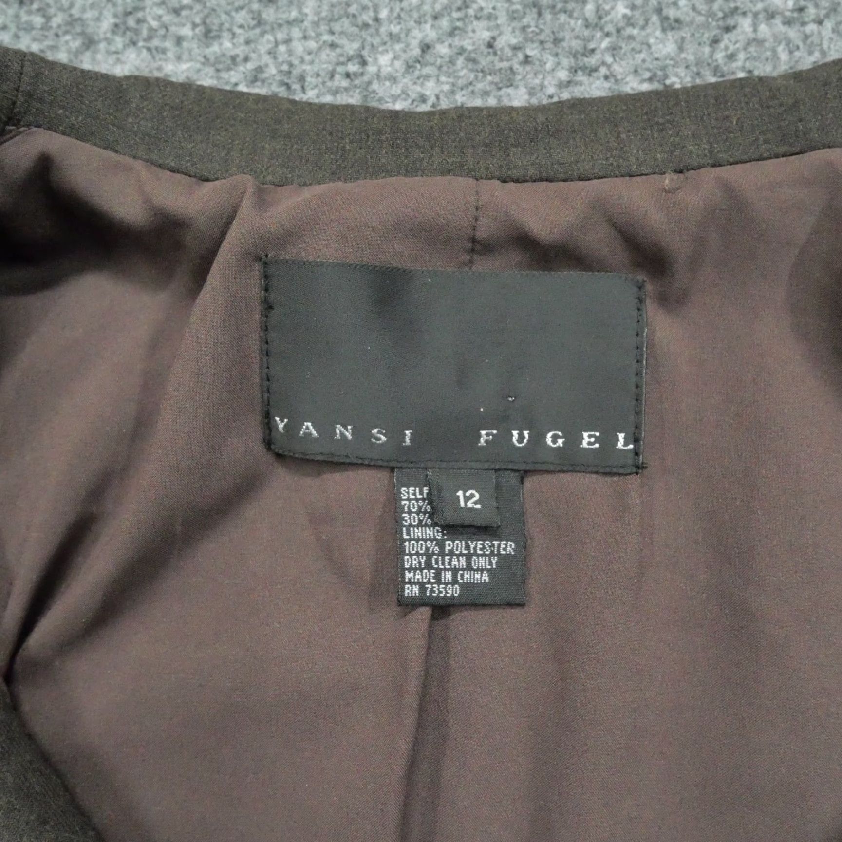 Vintage Yansi Fugel Jacket Womens 12 Brown Wool Blend Casual Business Blazer Short Sleeve Button Front Wool Blend Classic Fit Ladies 12 Brown Size XL / US 12-14 / IT 48-50 - 2 Thumbnail