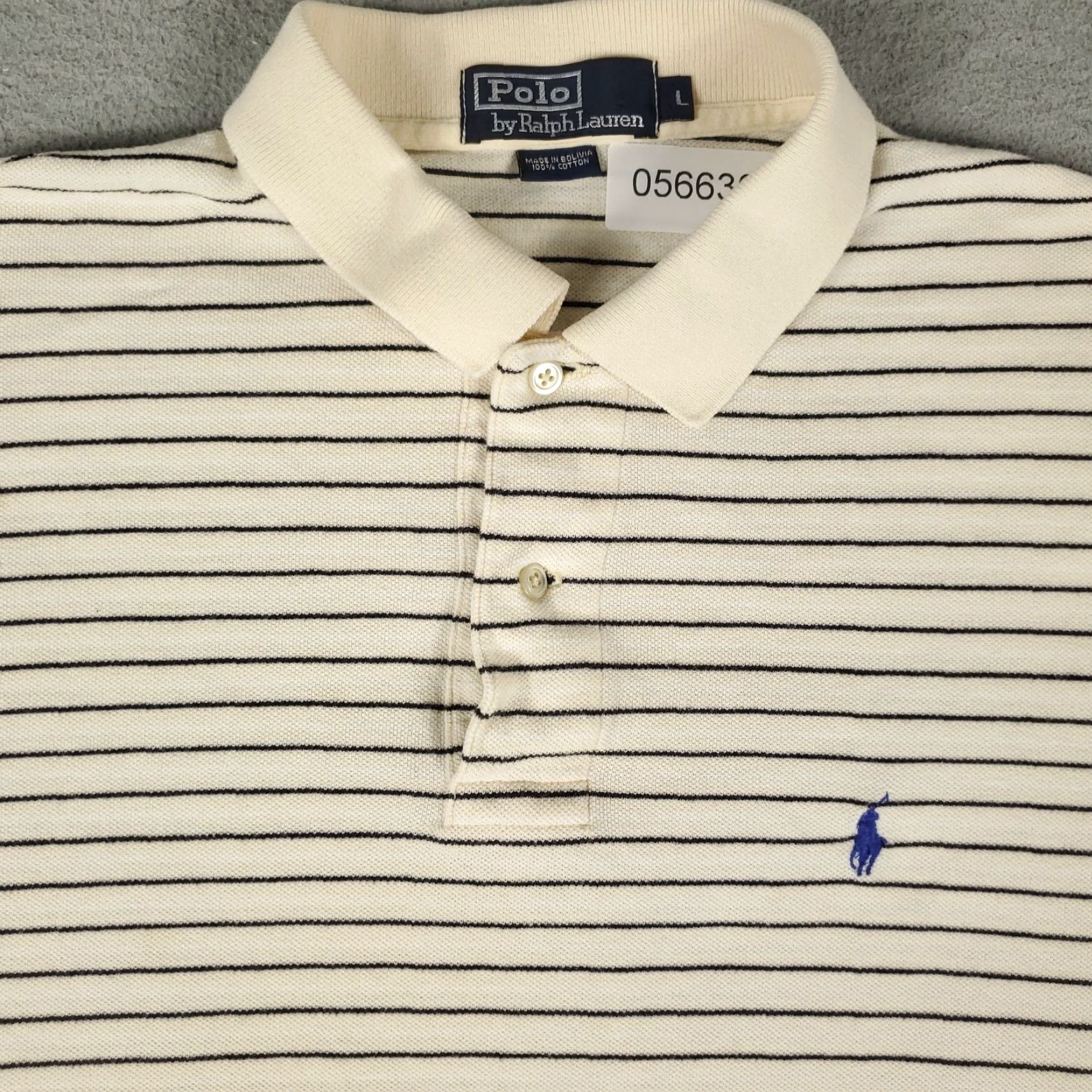 Ralph Lauren VINTAGE Ralph Lauren Polo Shirt Mens Large Beige Striped Pony Casual Short Sleeve Adult Large Beige Polo Mens Size US L / EU 52-54 / 3 - 2 Thumbnail