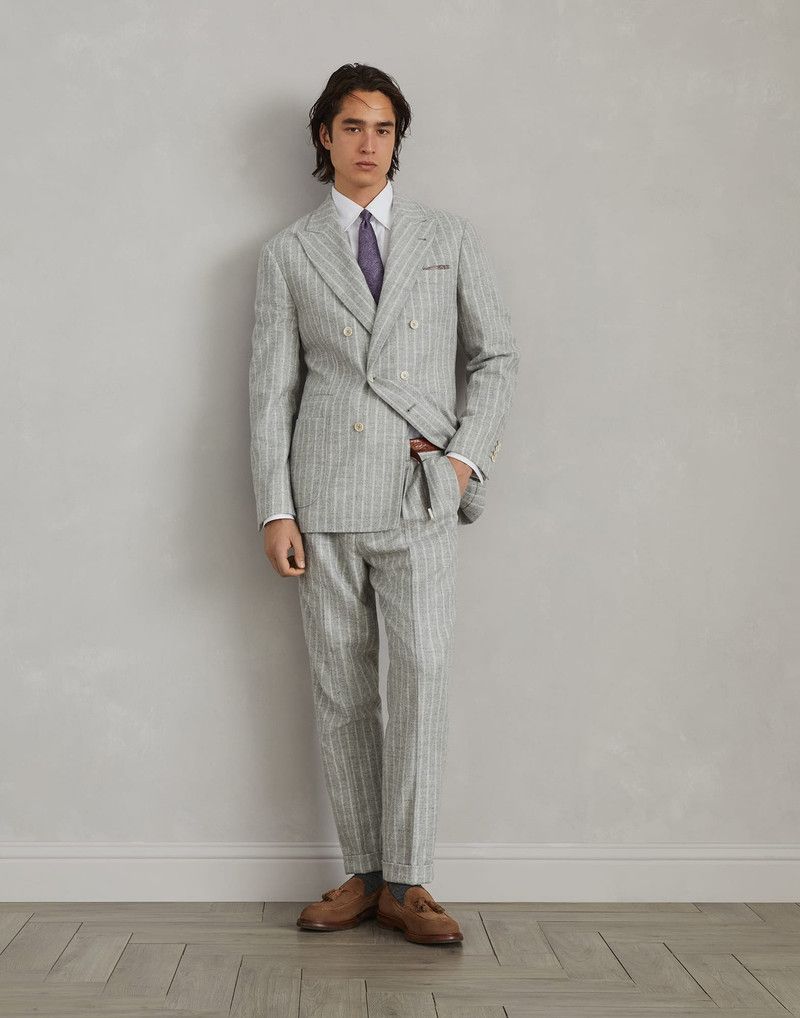 Brunello Cucinelli o1w1db10226 Cashmere Suit Type Jacket in Open Grey Size US XL / EU 56 / 4 - 2 Thumbnail