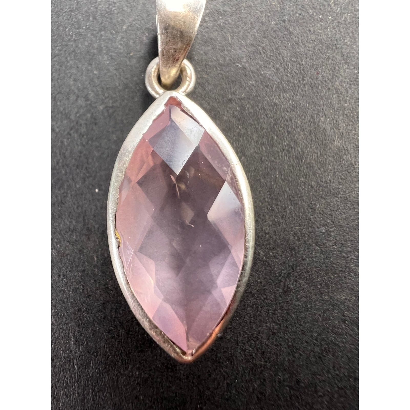 Other NEW Rose Quartz gemstone marquise sterling silver pendant Size ONE SIZE - 2 Thumbnail