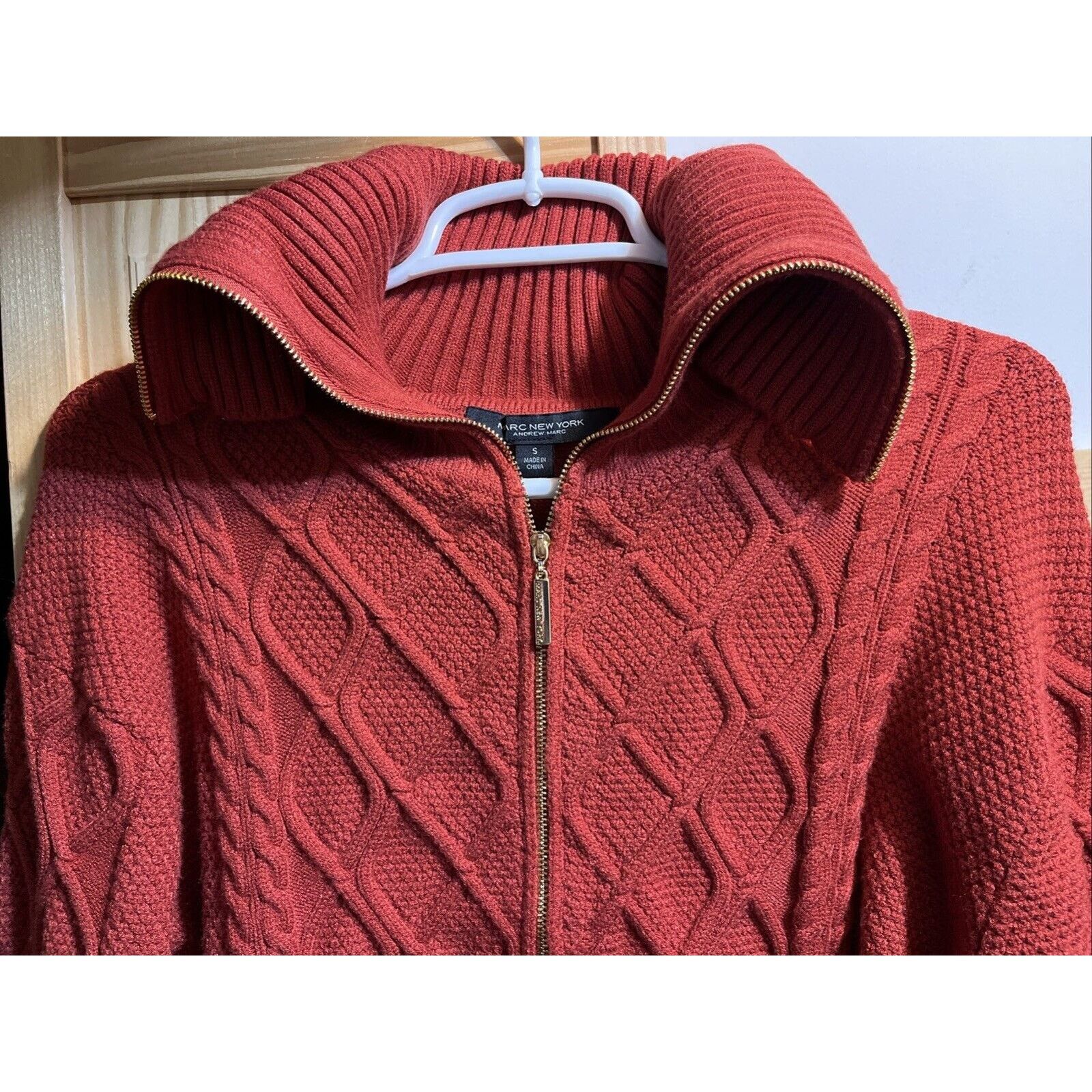 Andrew Marc Andrew Marc New York Women’s S Zip Cowl Neck Sweater Orange Size S / US 4 / IT 40 - 5 Thumbnail
