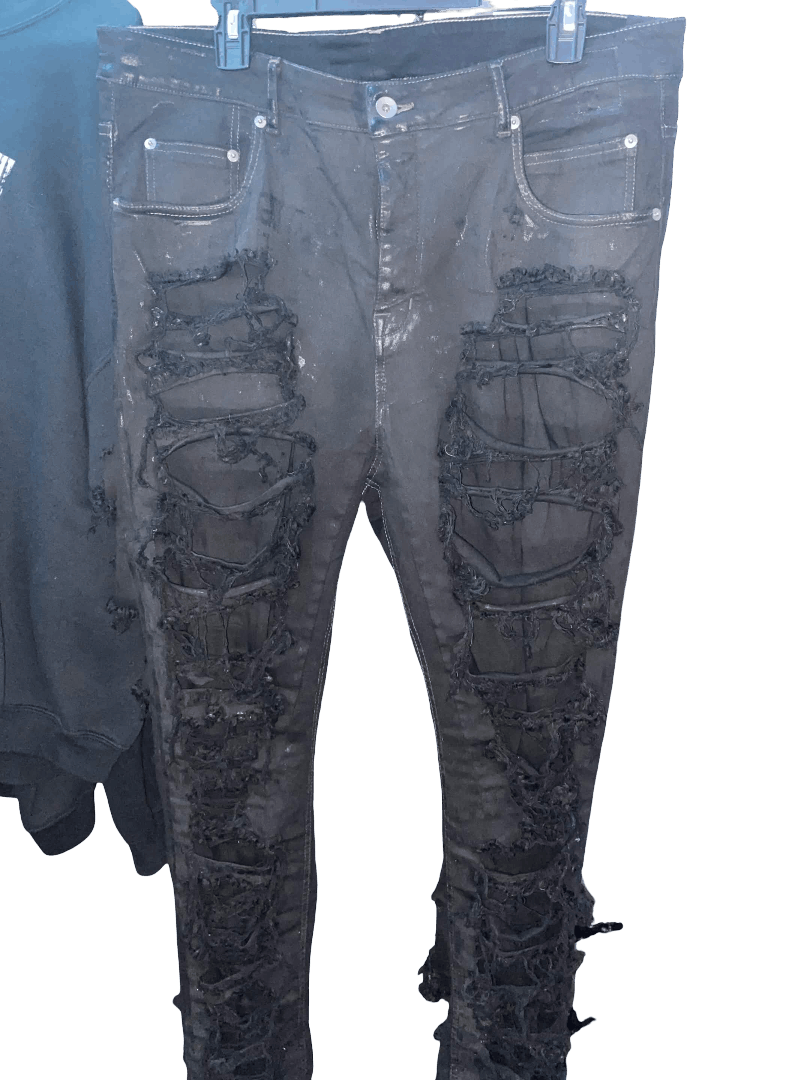Rick Owens Rick Owens Detroit Cut Destroyed/Slashed Black Denim Size US 36 / EU 52 - 5 Thumbnail