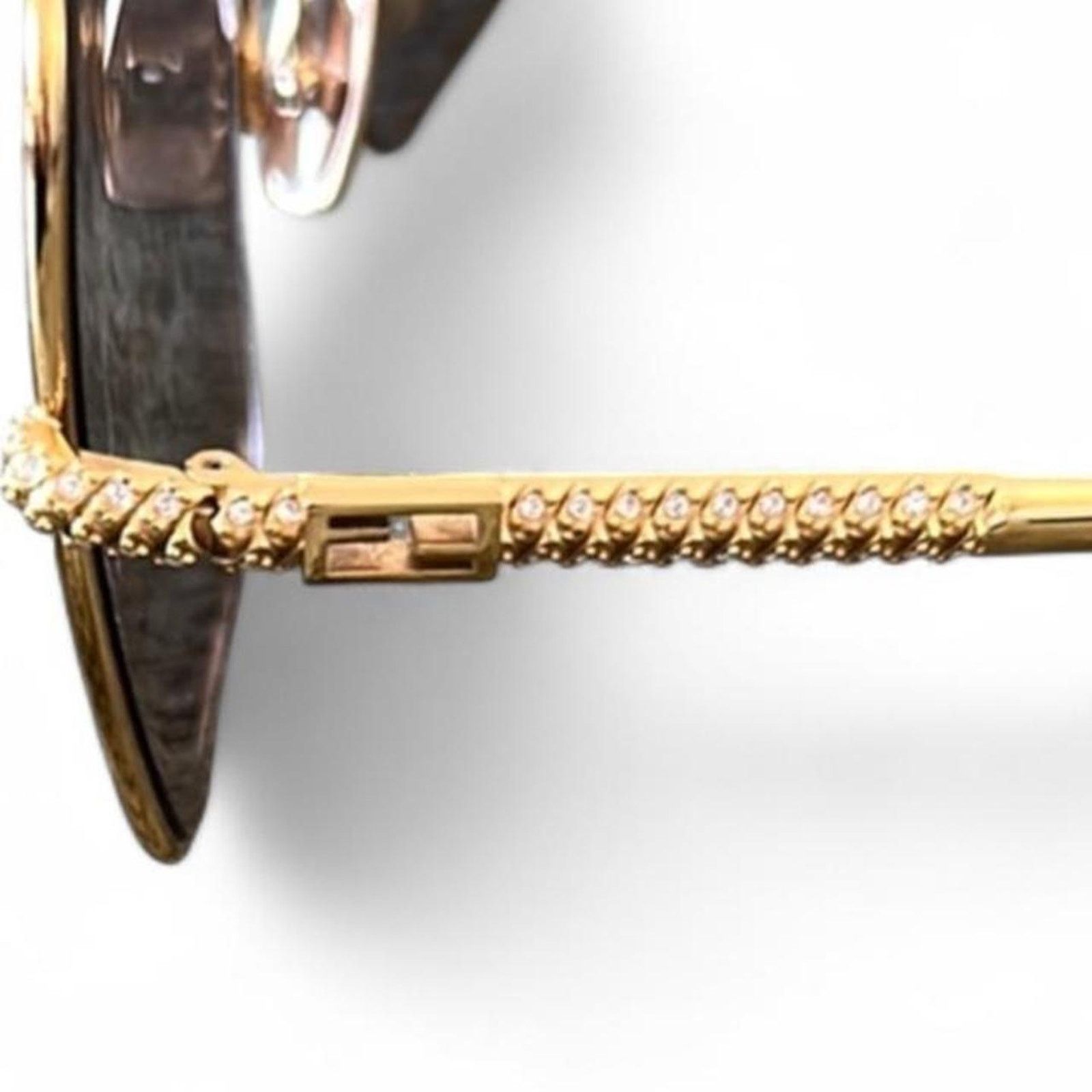 Fendi Fendi Gold Sunglasses Crystals FF Logo Black Lenses Boho Size ONE SIZE - 4 Thumbnail