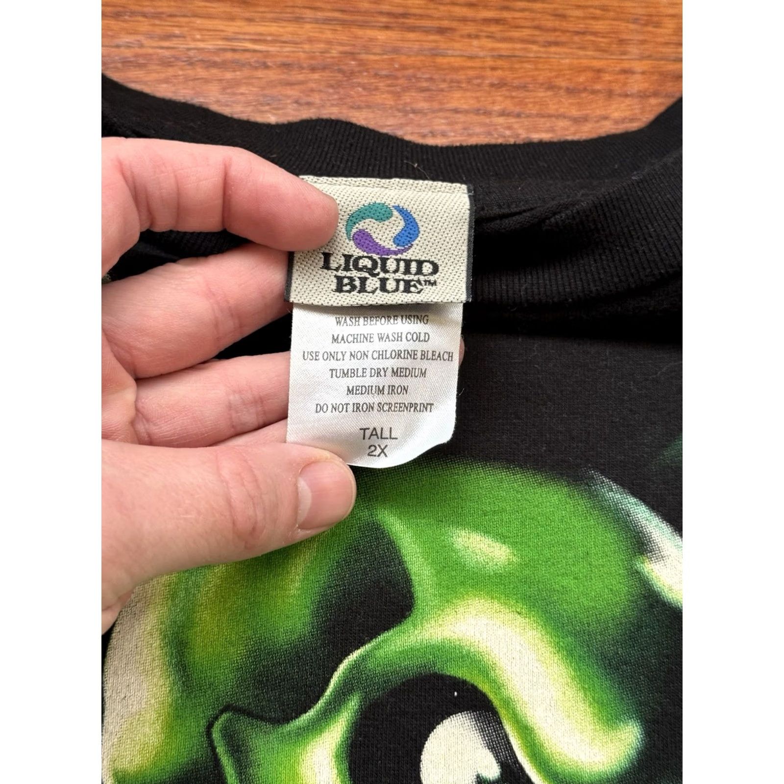 Liquid Blue VINTAGE Liquid Blue T Shirt 2XL Tall Green Skulls All Over Print 2001 Hip Hop Mens Size US XXL / EU 58 / 5 - 6 Thumbnail