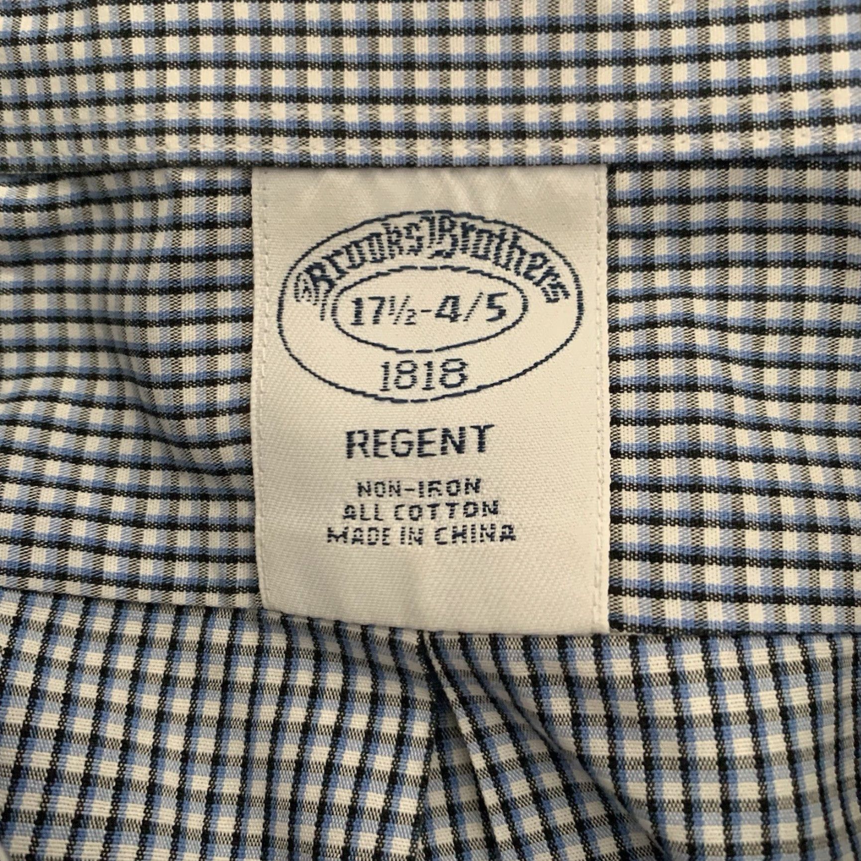 Brooks Brothers Brooks Brothers Shirt Mens 17.5-34/35 Regent Blue Check Non-Iron All Cotton Size US XXL / EU 58 / 5 - 2 Thumbnail
