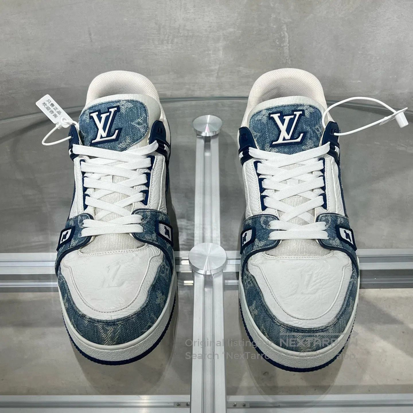 Louis Vuitton Louis Vuitton trainer White and Blue Jeans Board Shoes Size US 10.5 / EU 43-44 - 2 Thumbnail