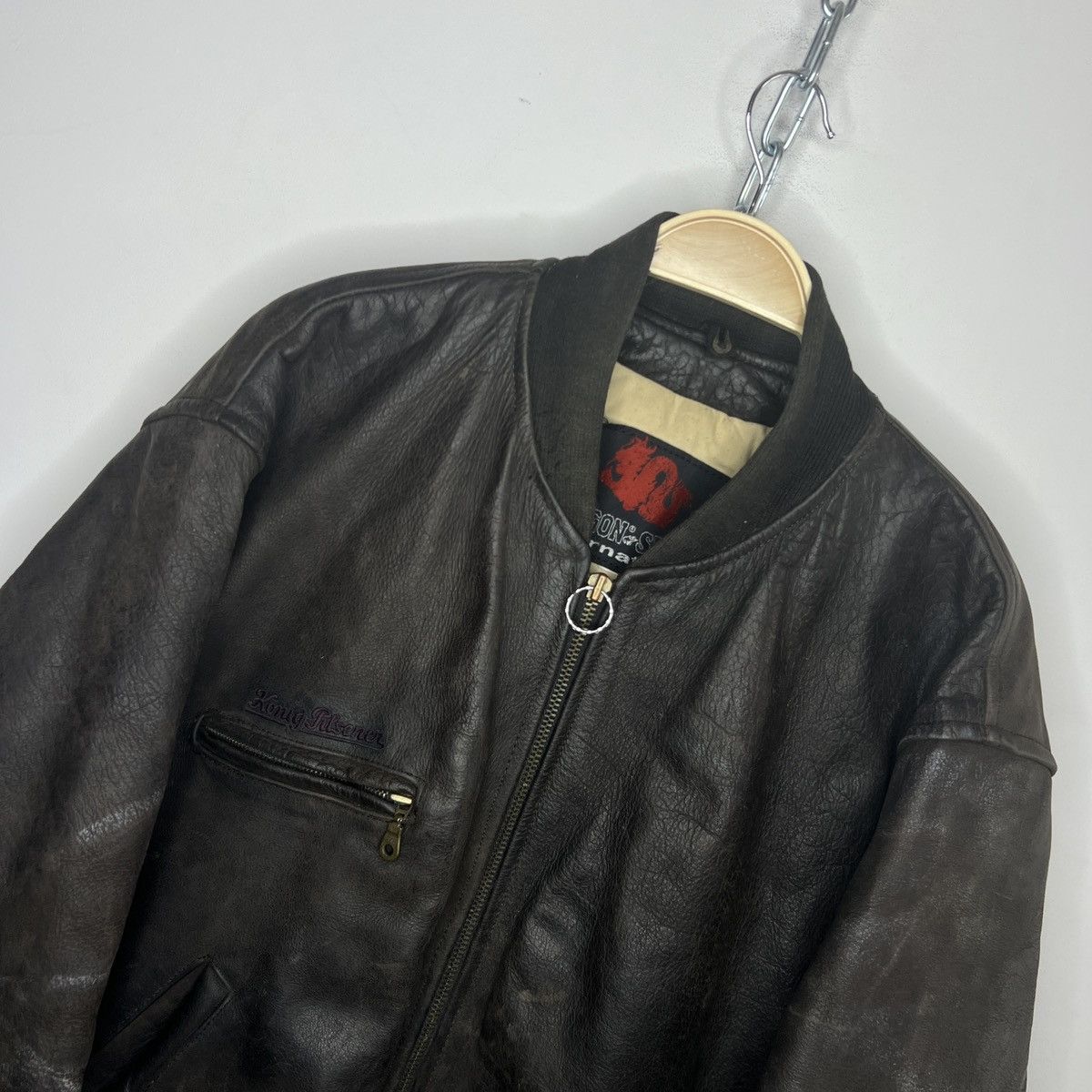 Vintage Vintage Heavy Flight Bomber Leather Jacket 90s Brown Size US XL / EU 56 / 4 - 4 Thumbnail