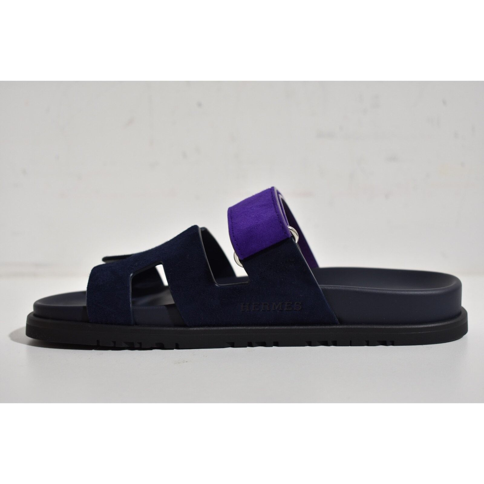 Hermes Hermes Chypre Sandal Black Violet Purple Blue H Logo Strap Size US 7 / IT 37 - 8 Thumbnail