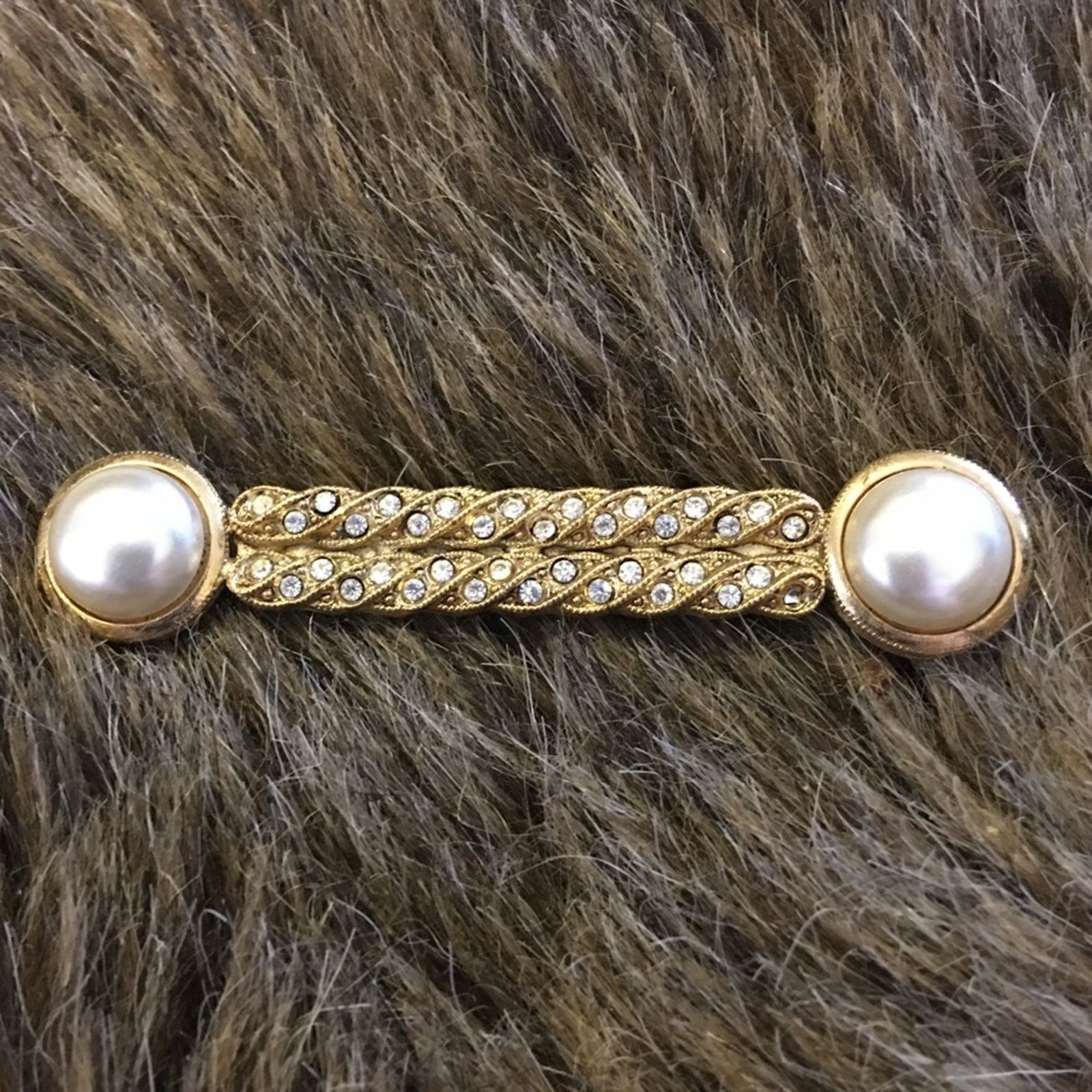 Jewelry Vintage 80's 1928 Faux Pearl Rhinestone Brooch Pin in Gold, Women's