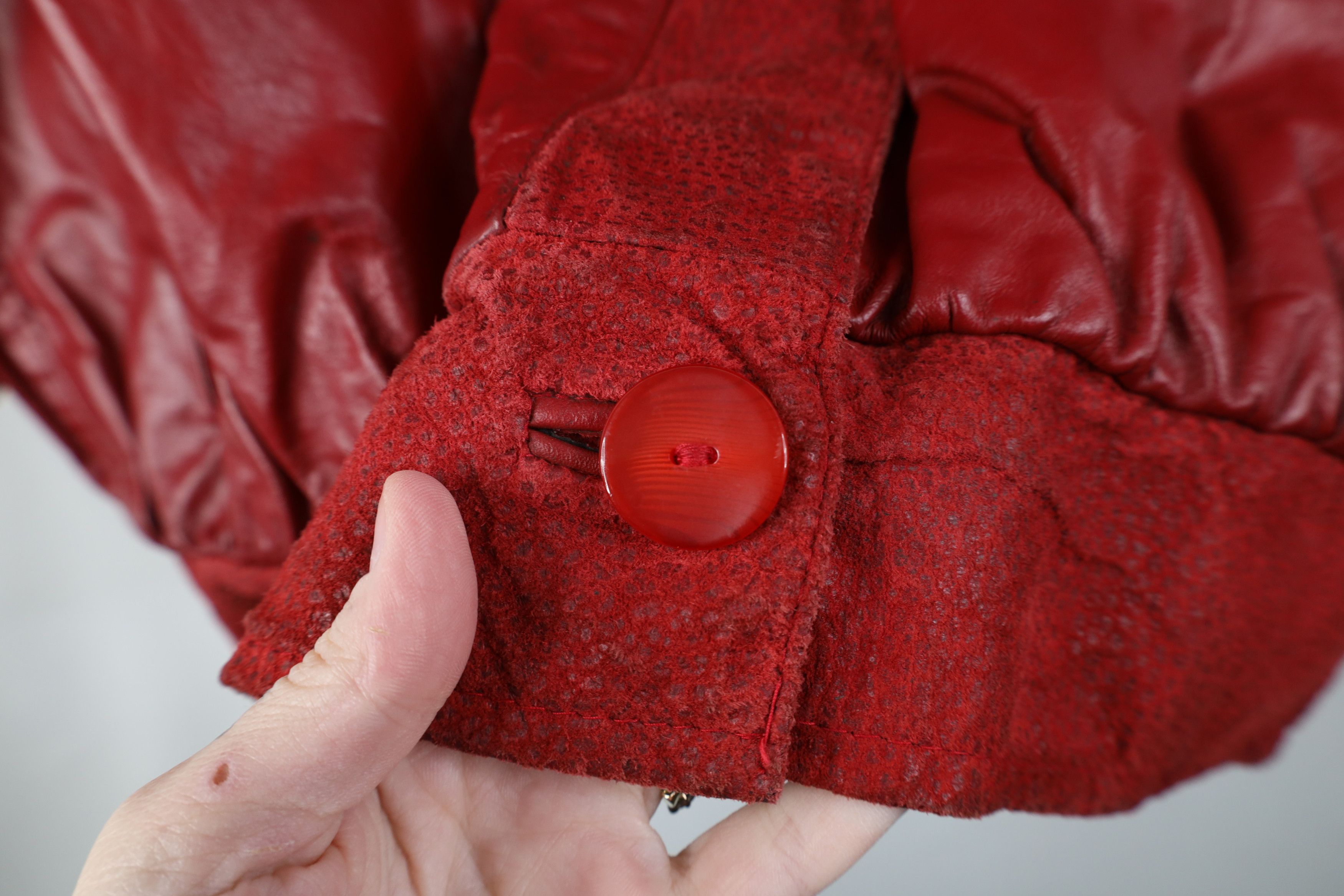 Vintage Vintage 90s Streetwear Leather Bomber Jacket Red USA Size M / US 6-8 / IT 42-44 - 7 Thumbnail