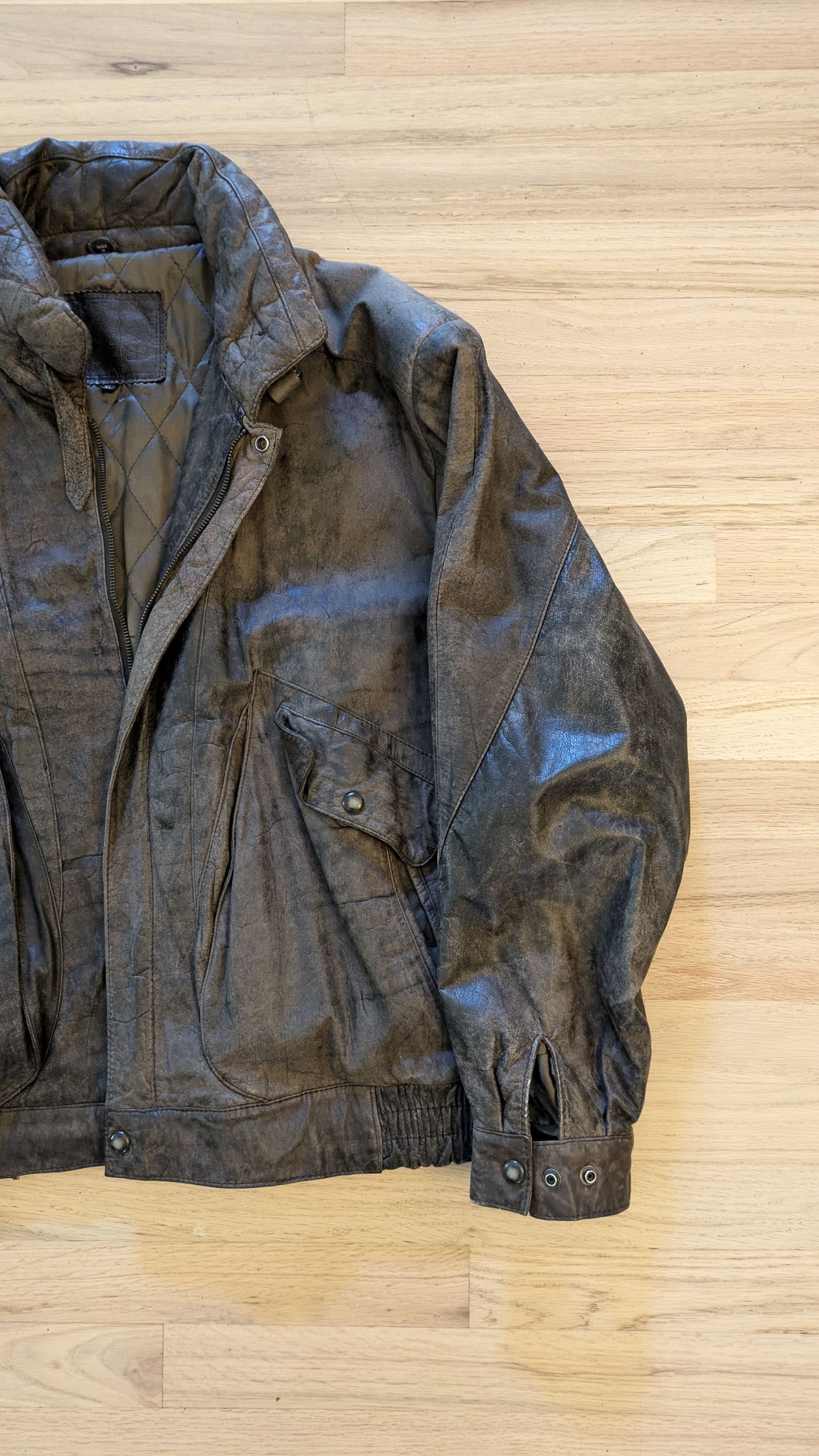 Vintage Genuine Leather Faded Brown Bomber Jacket Size US XL / EU 56 / 4 - 3 Thumbnail